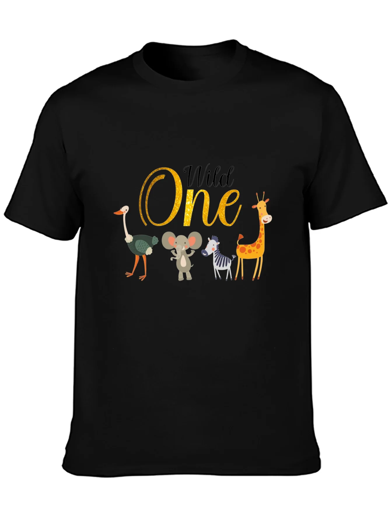 Camiseta Negra Wild One Animales para Cumplea?os
