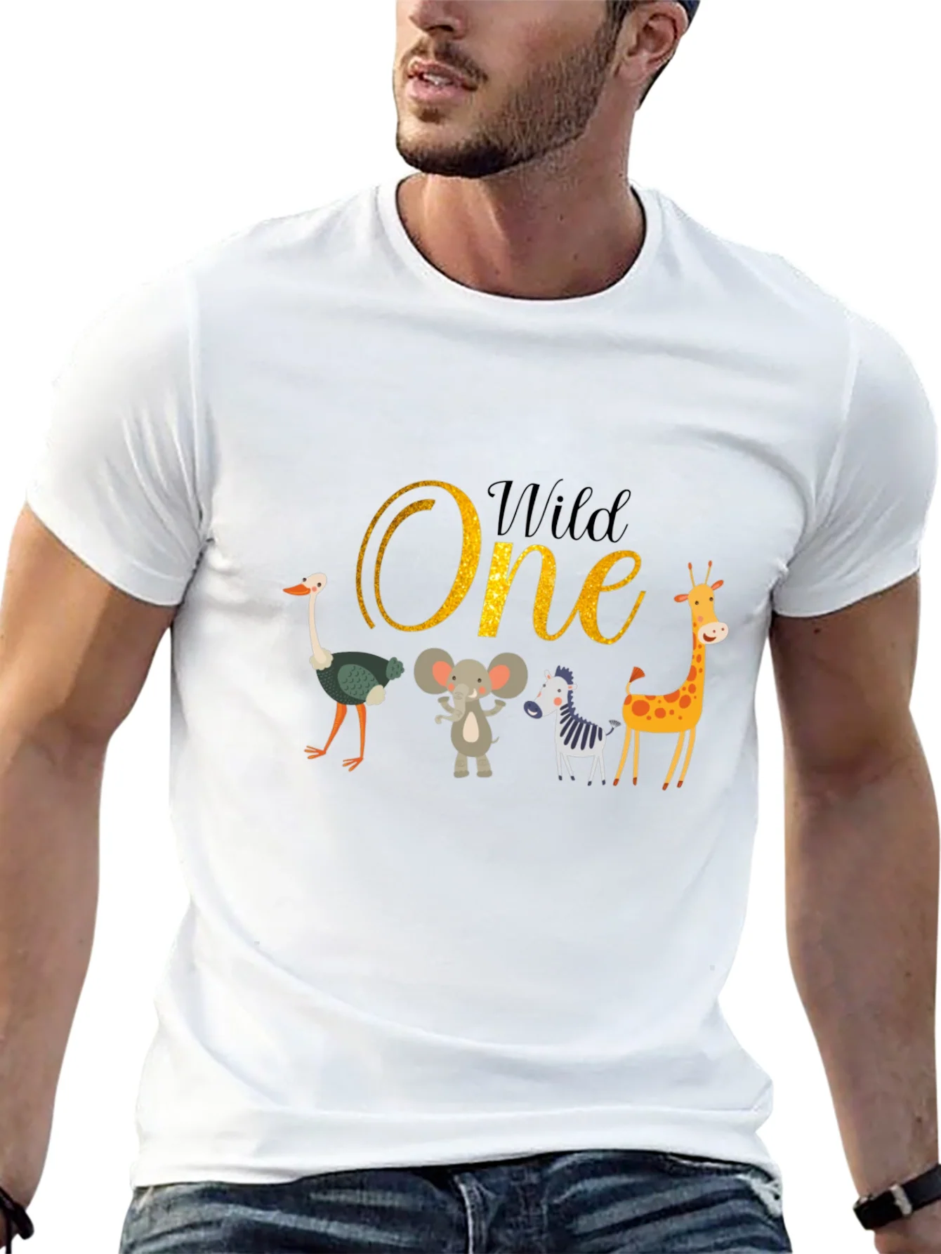 Camiseta Negra Wild One Animales para Cumplea?os