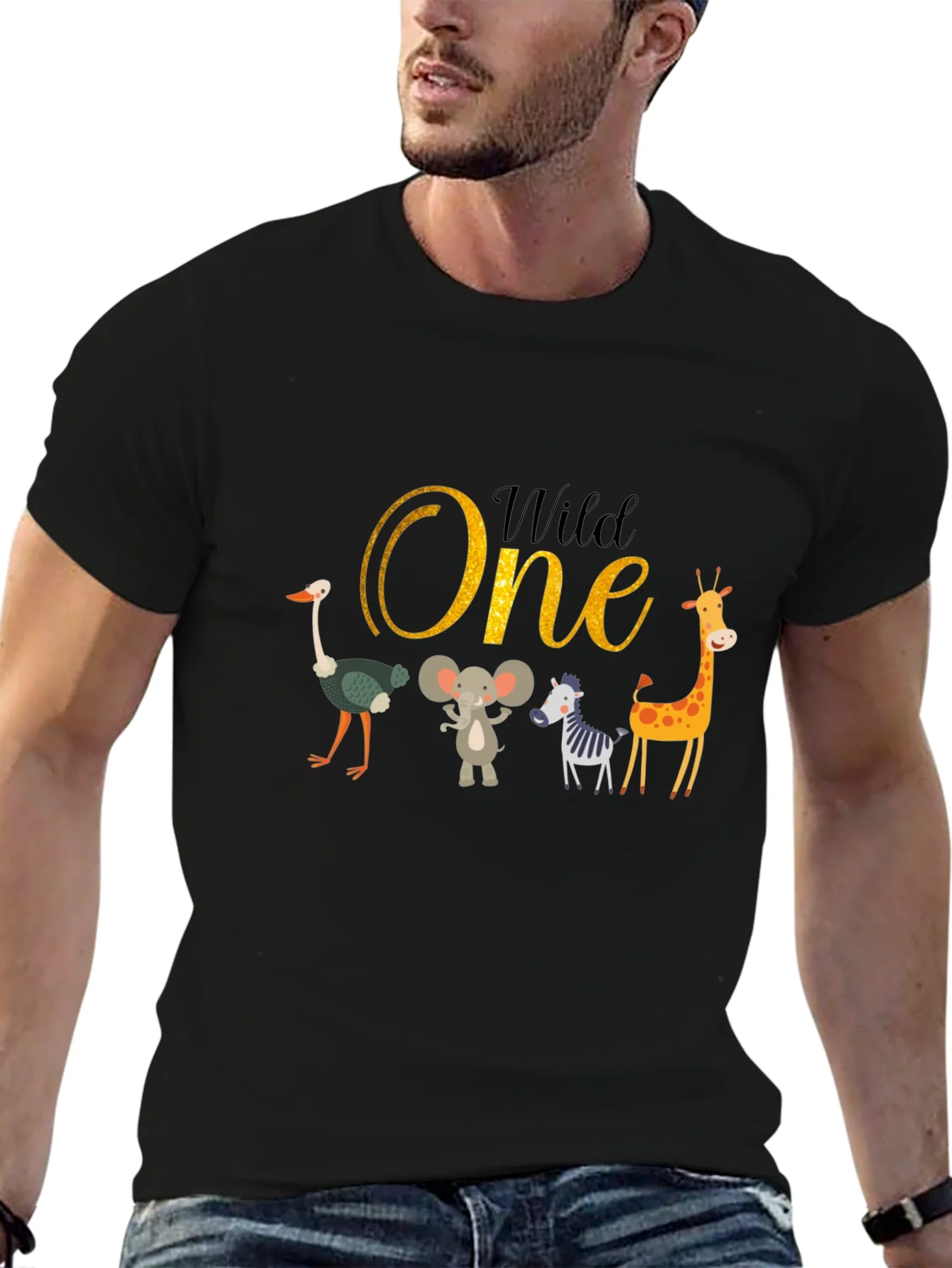 Camiseta Negra Wild One Animales para Cumplea?os