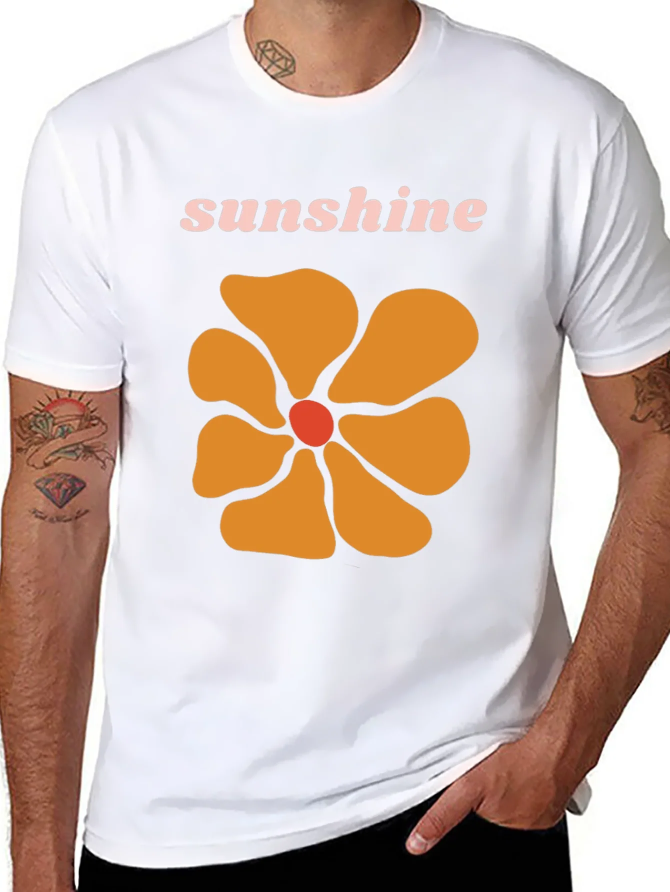 Camiseta Negra con Dise?o Floral Sunshine