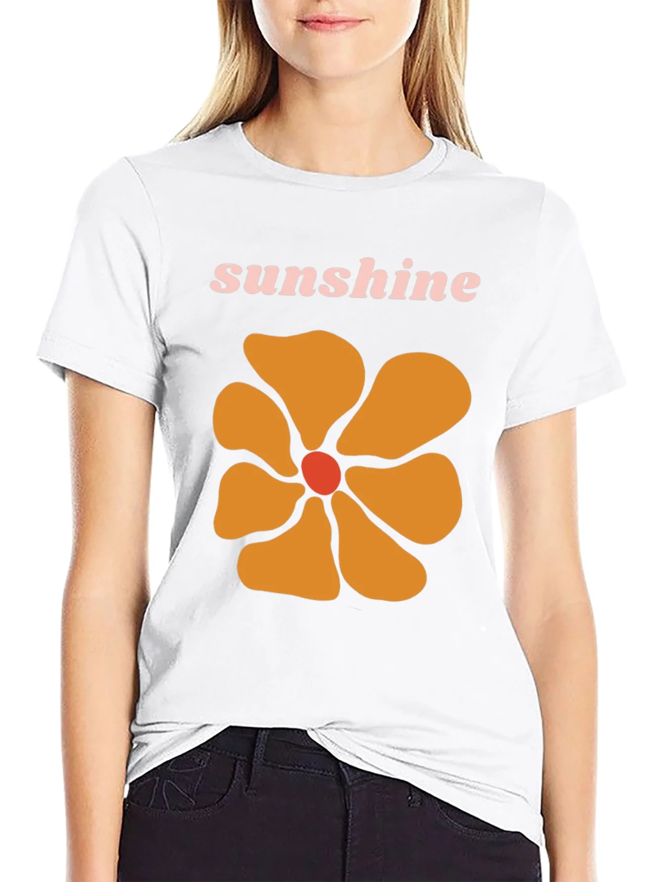 Camiseta Negra con Dise?o Floral Sunshine