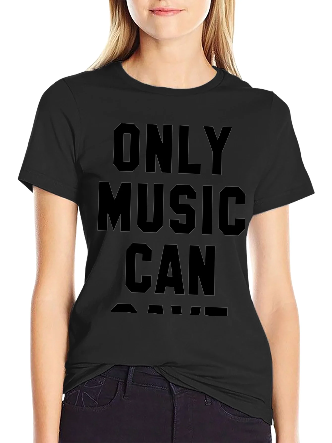 Rebbecca Only Music Can Save T-Shirt - Black