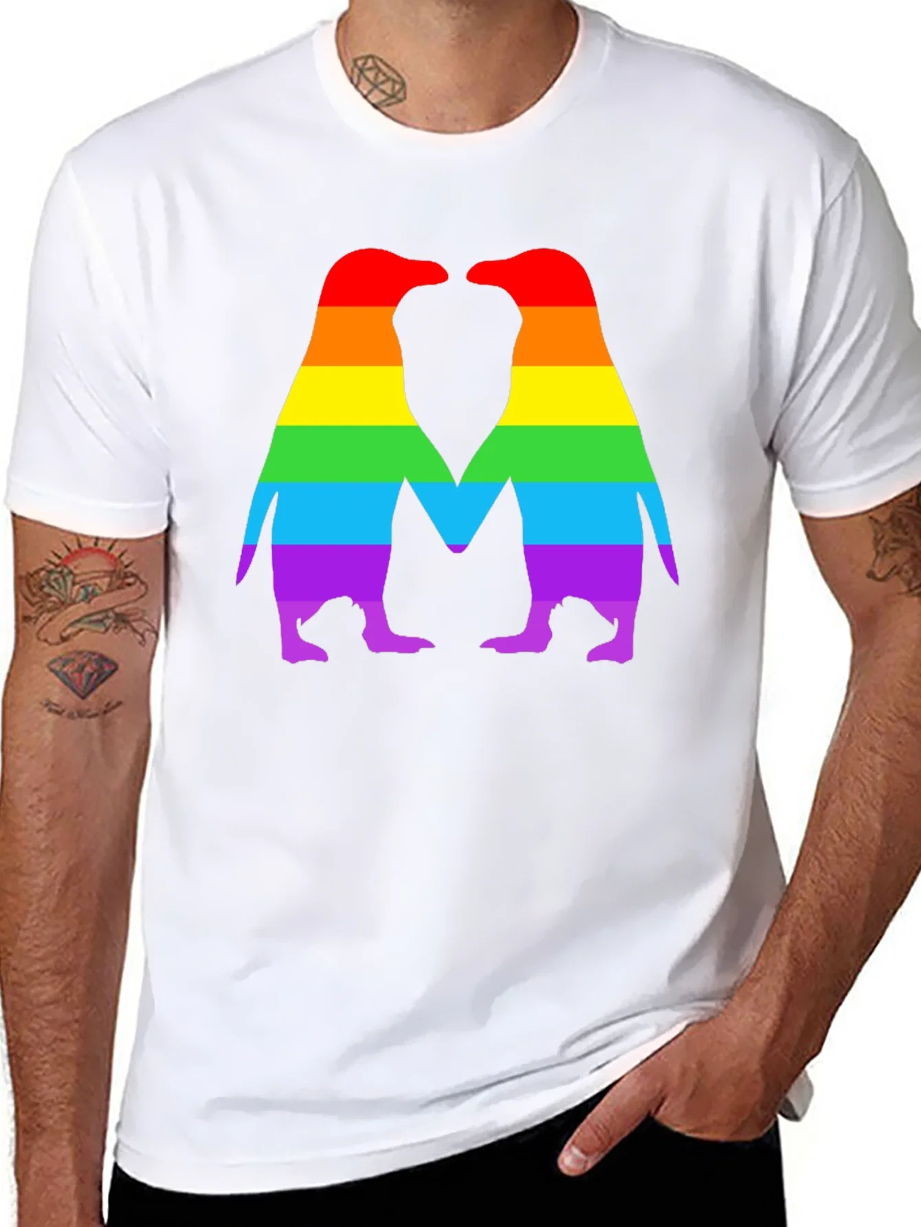 Rebbecca Rainbow Penguin Love T-Shirt - Pride Apparel