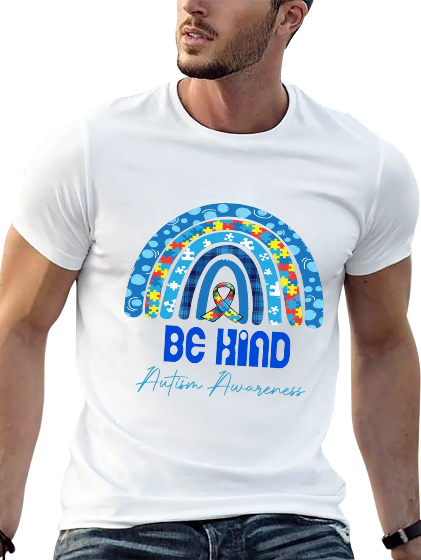 Rebbecca Be Kind Autism Awareness Rainbow T-Shirt