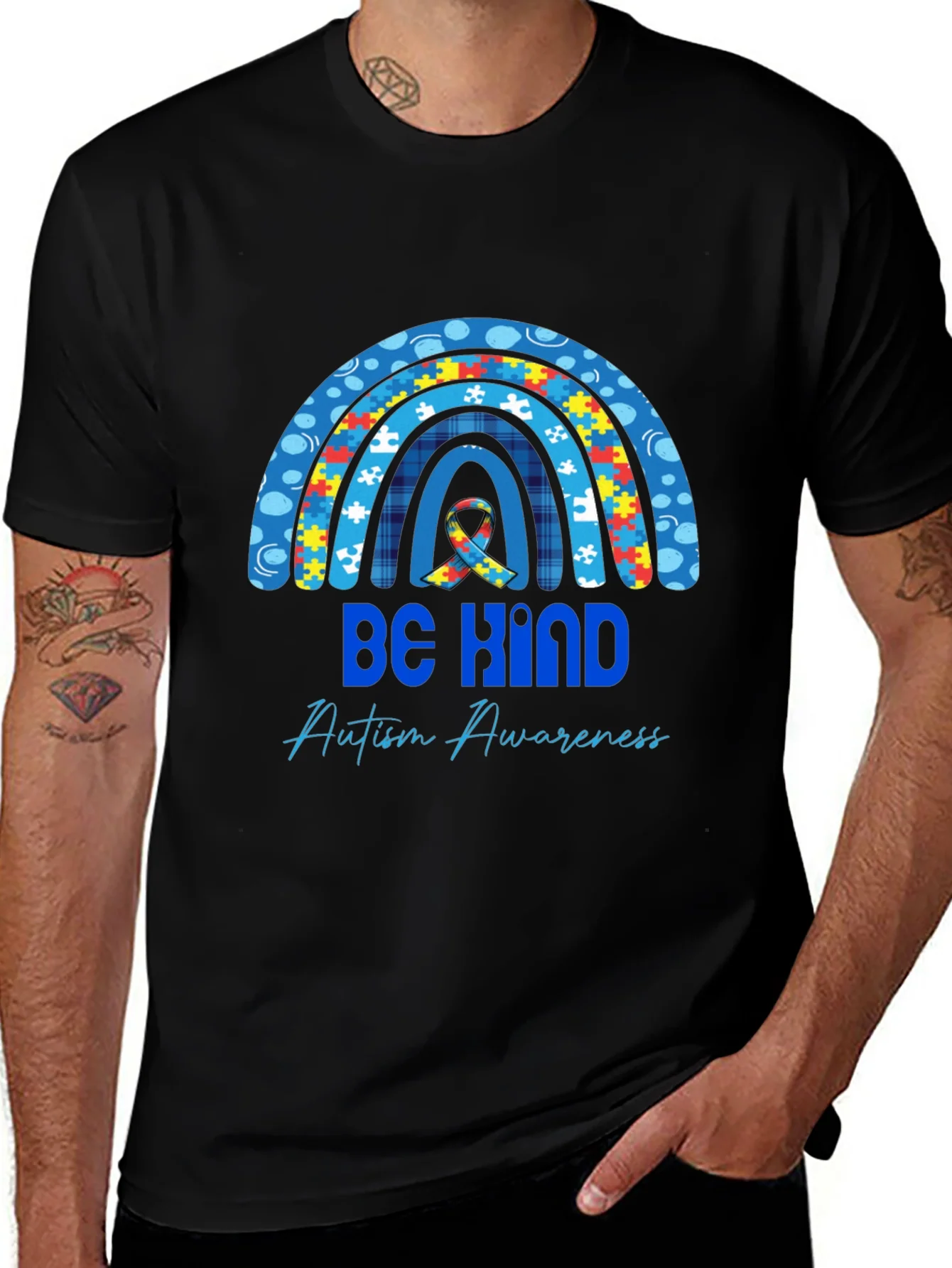 Rebbecca Be Kind Autism Awareness Rainbow T-Shirt