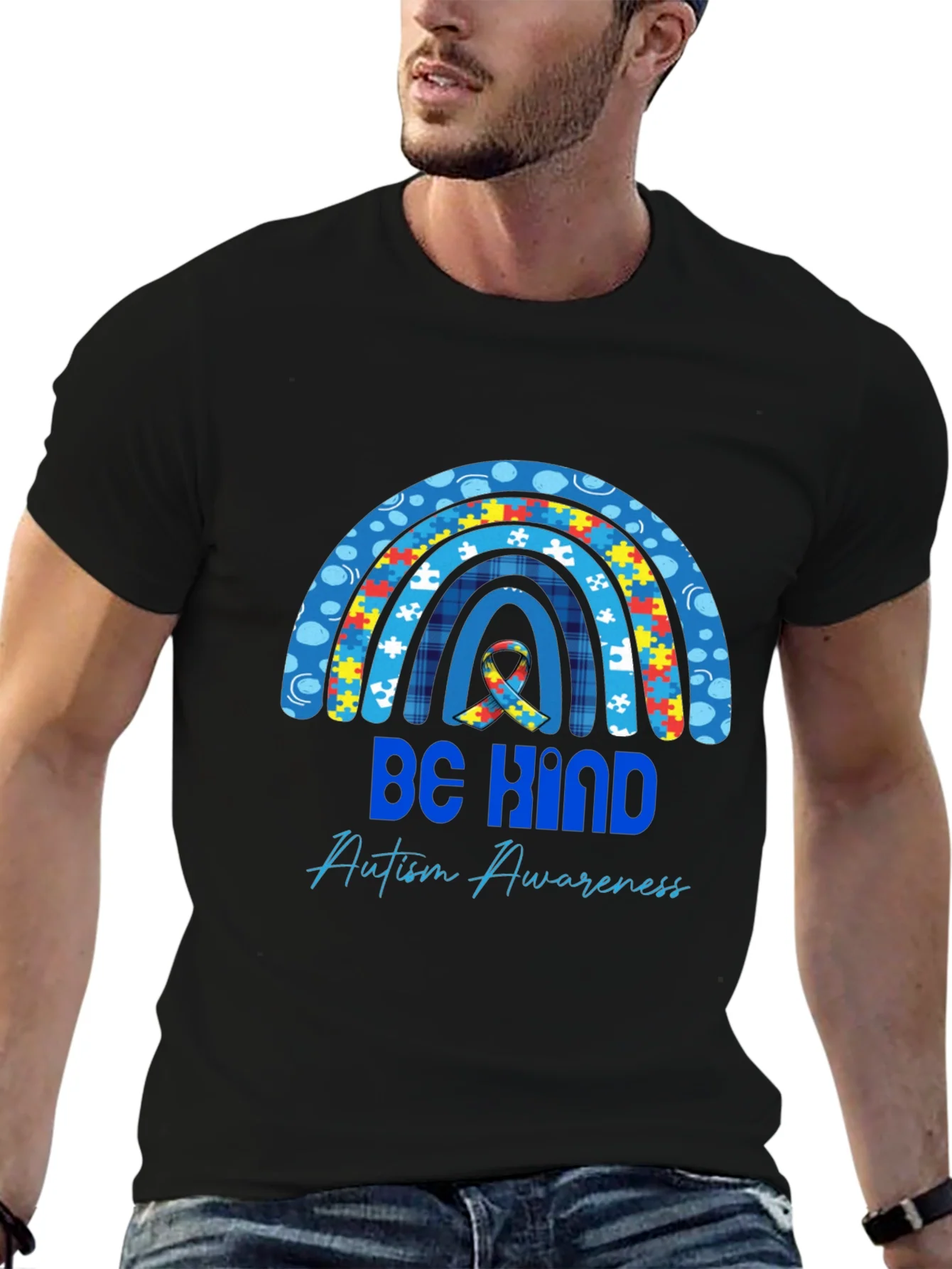 Rebbecca Be Kind Autism Awareness Rainbow T-Shirt