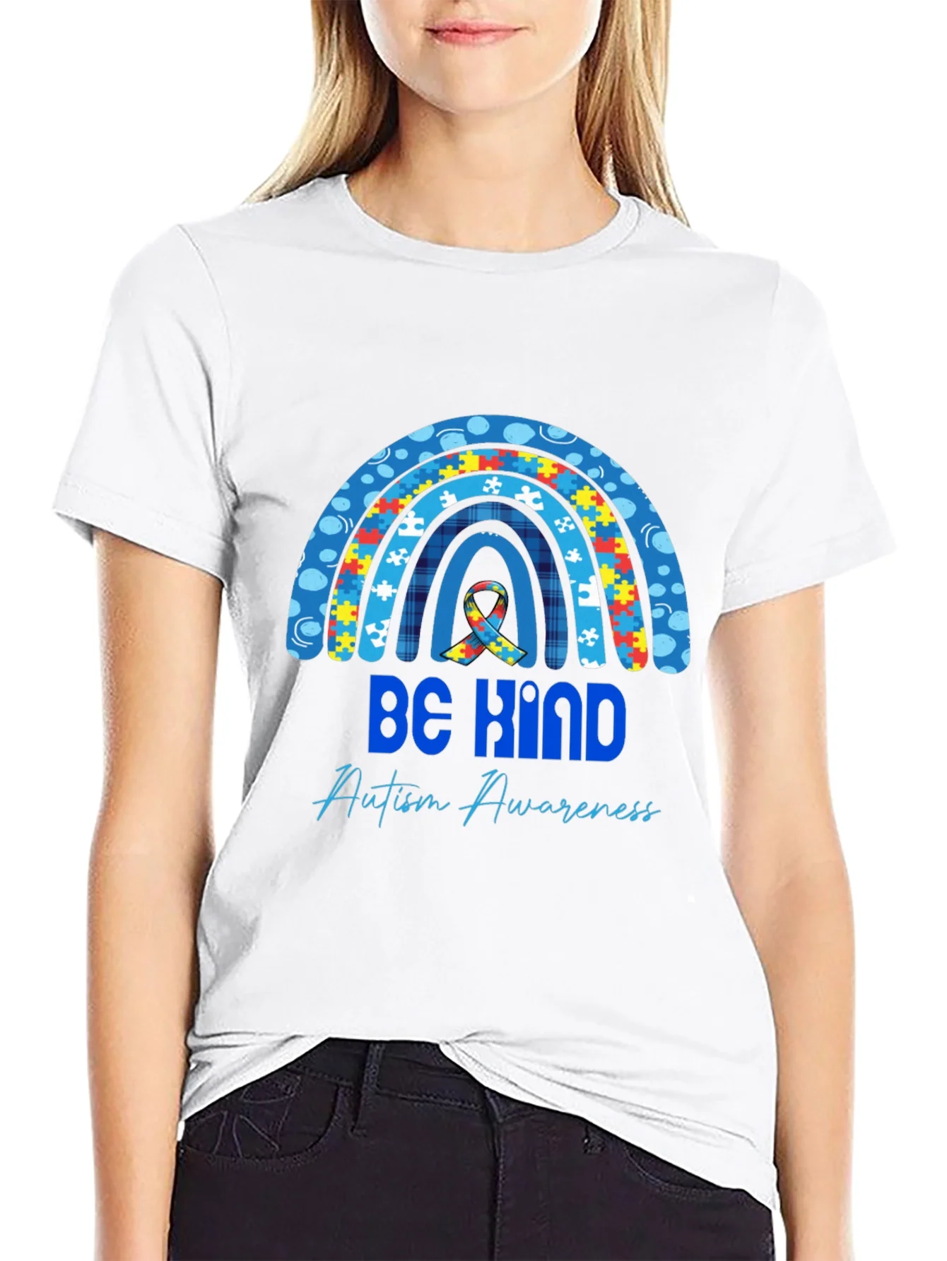 Rebbecca Be Kind Autism Awareness Rainbow T-Shirt