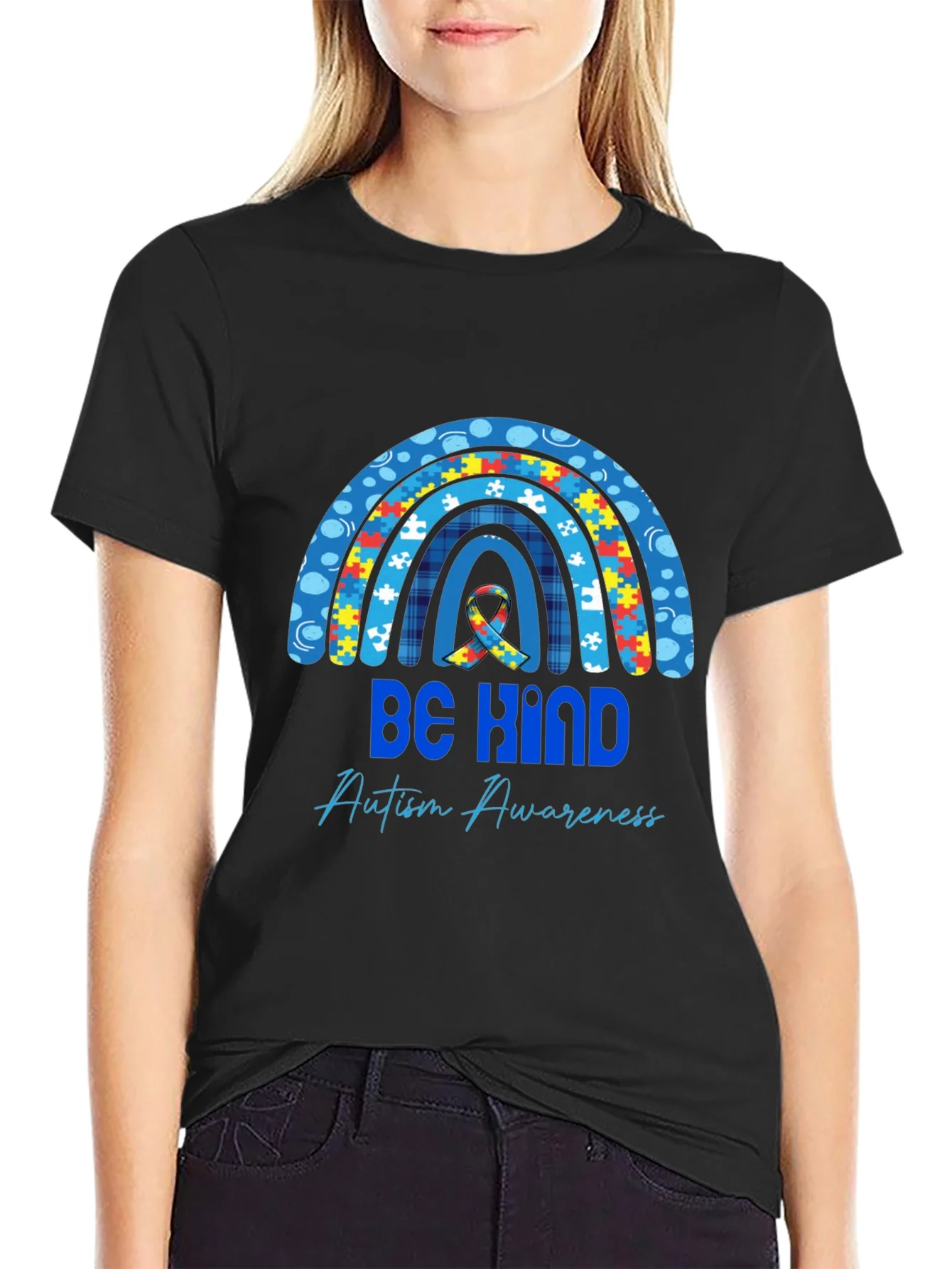 Rebbecca Be Kind Autism Awareness Rainbow T-Shirt