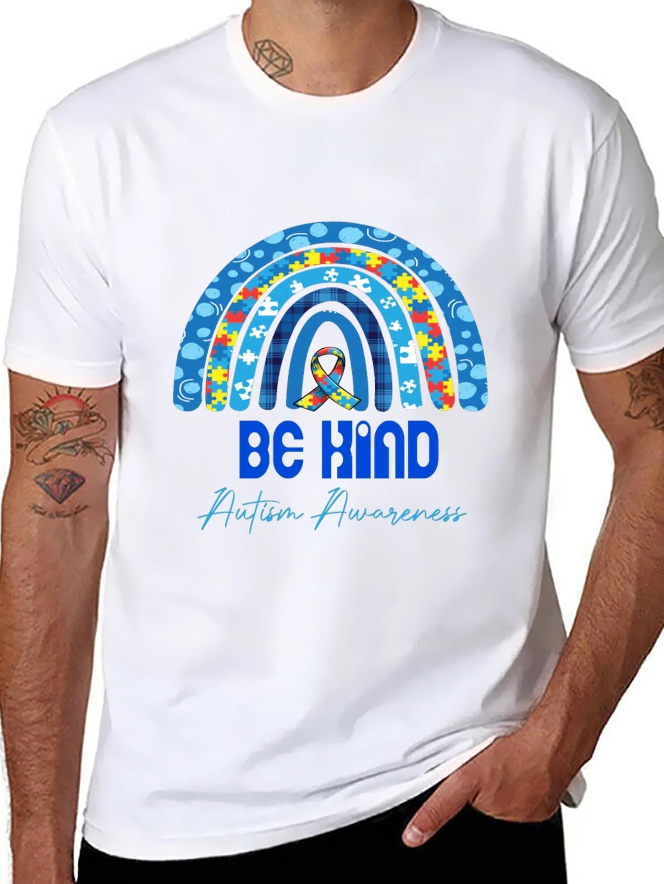 Rebbecca Be Kind Autism Awareness Rainbow T-Shirt