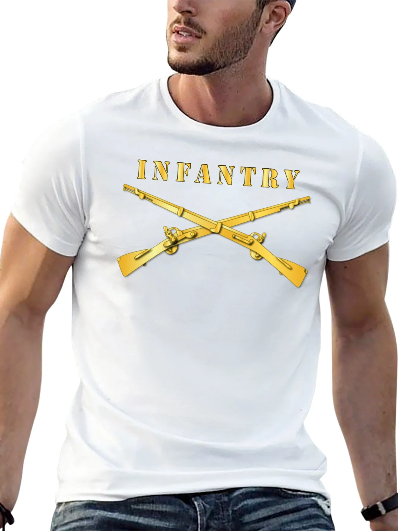 Camiseta Negra Infantry con Mosquetones Dorados