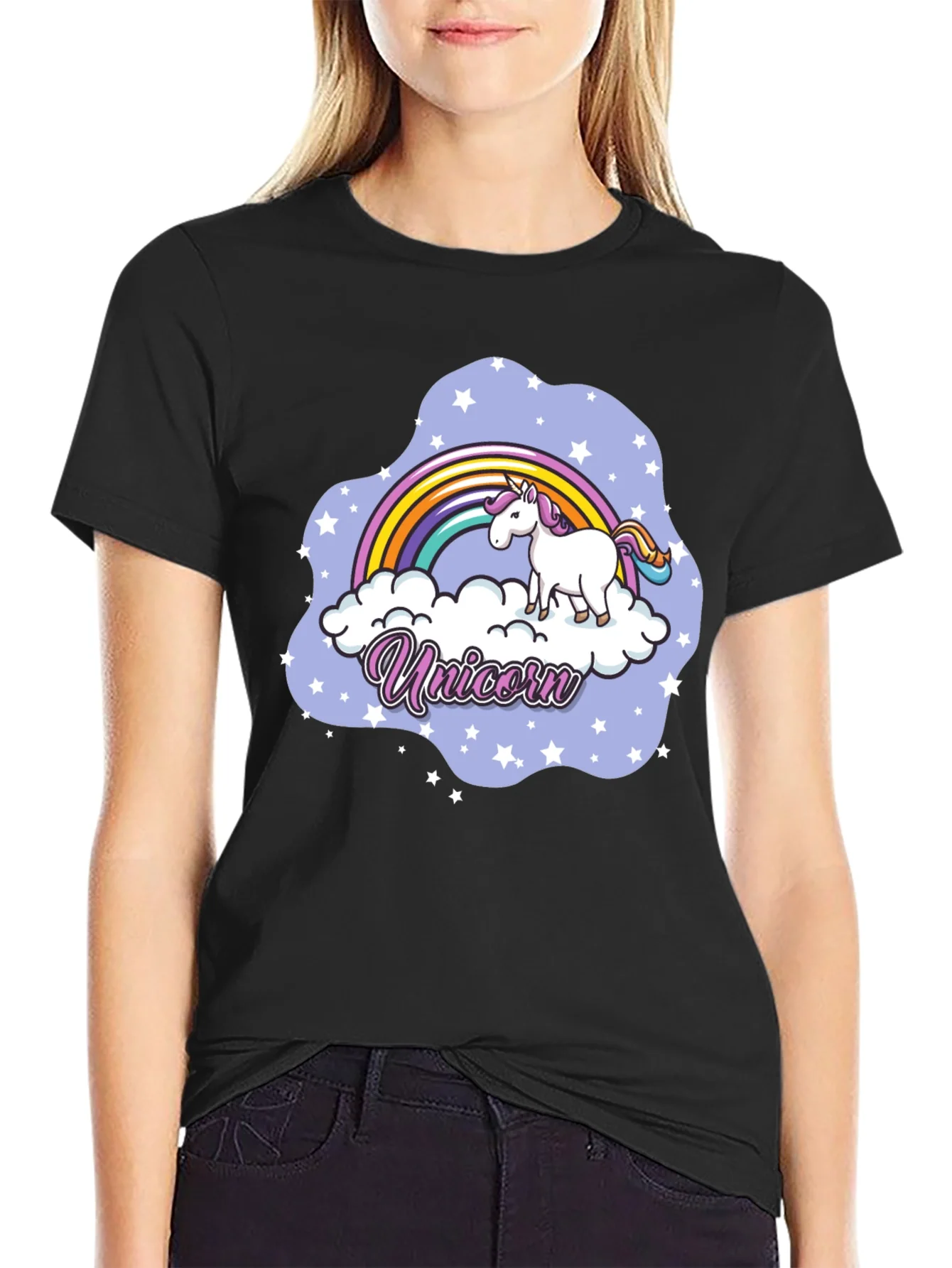 Rebbecca Unicorn Rainbow Cloud Graphic T-Shirt