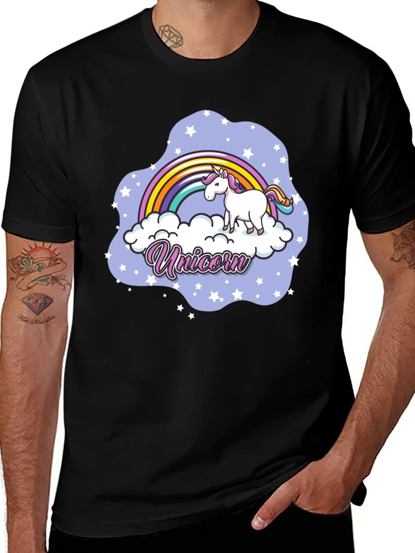 Rebbecca Unicorn Rainbow Cloud Graphic T-Shirt
