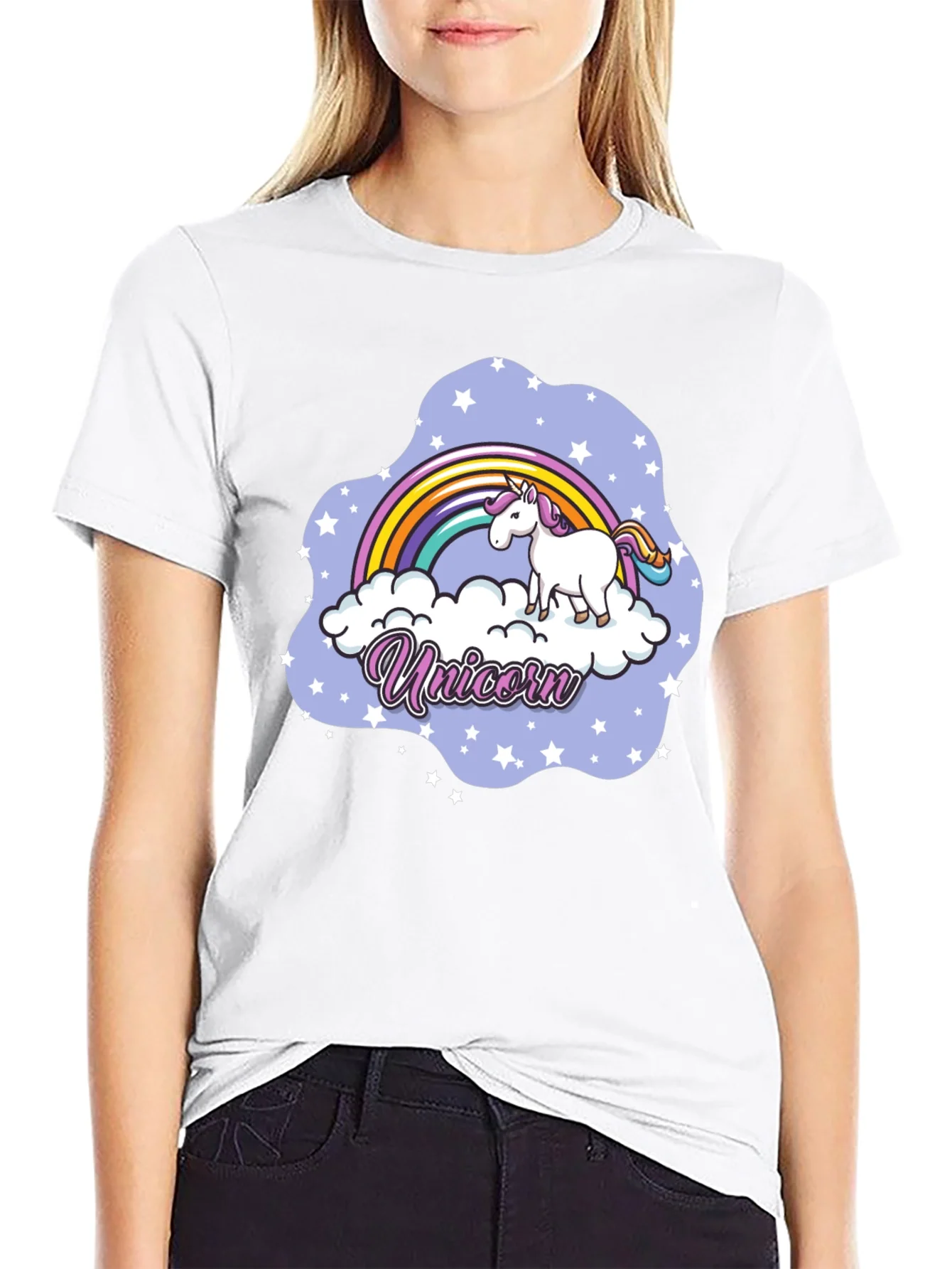 Rebbecca Unicorn Rainbow Cloud Graphic T-Shirt