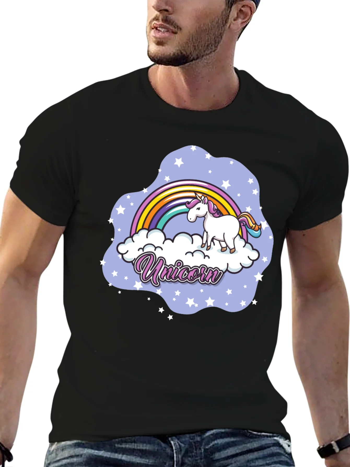 Rebbecca Unicorn Rainbow Cloud Graphic T-Shirt