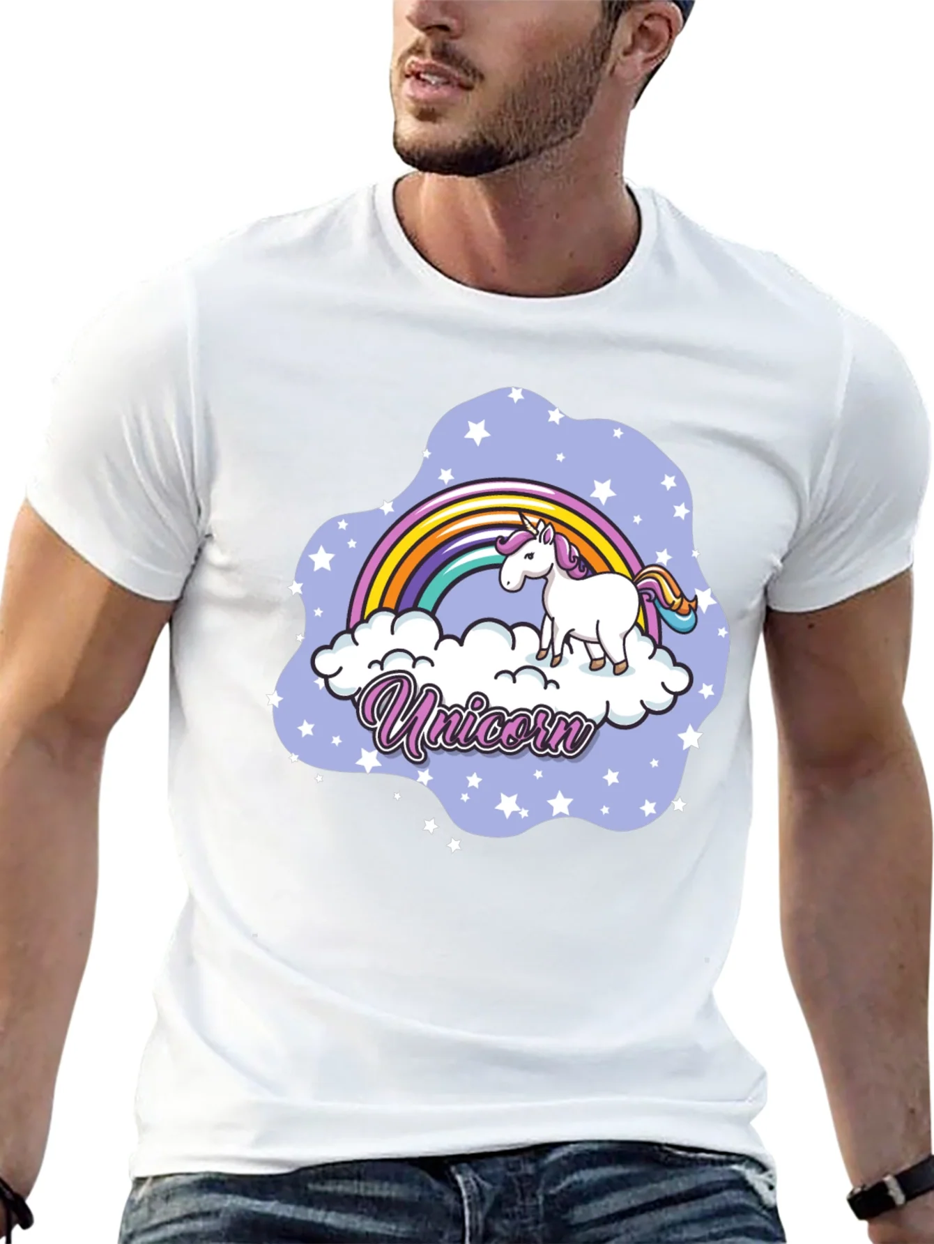 Rebbecca Unicorn Rainbow Cloud Graphic T-Shirt