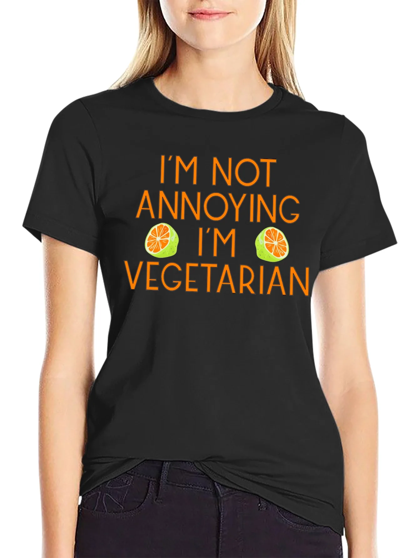 Camiseta Negra No Soy Molesto Soy Vegetariano