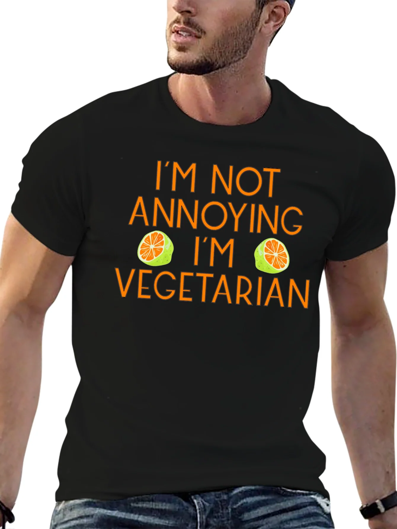 Camiseta Negra No Soy Molesto Soy Vegetariano