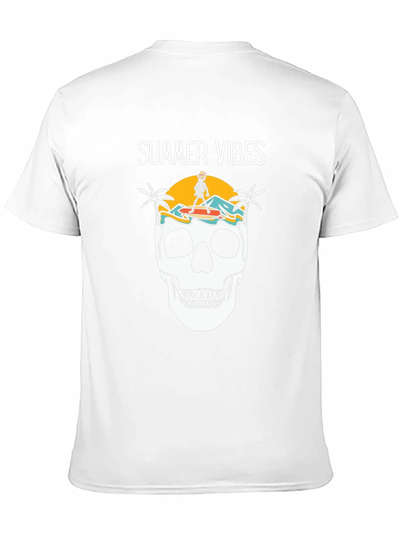 Camiseta Negra Summer Vibes con Calavera Surfista
