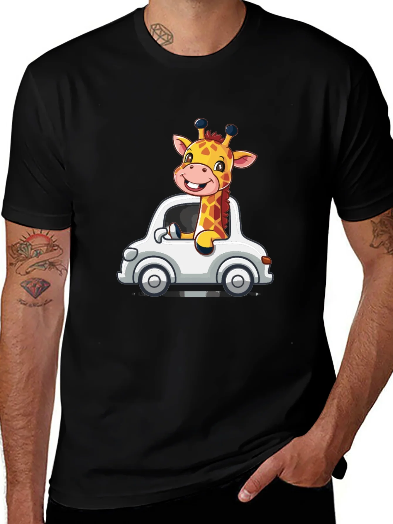 Rebbecca Giraffe Car Graphic T-Shirt