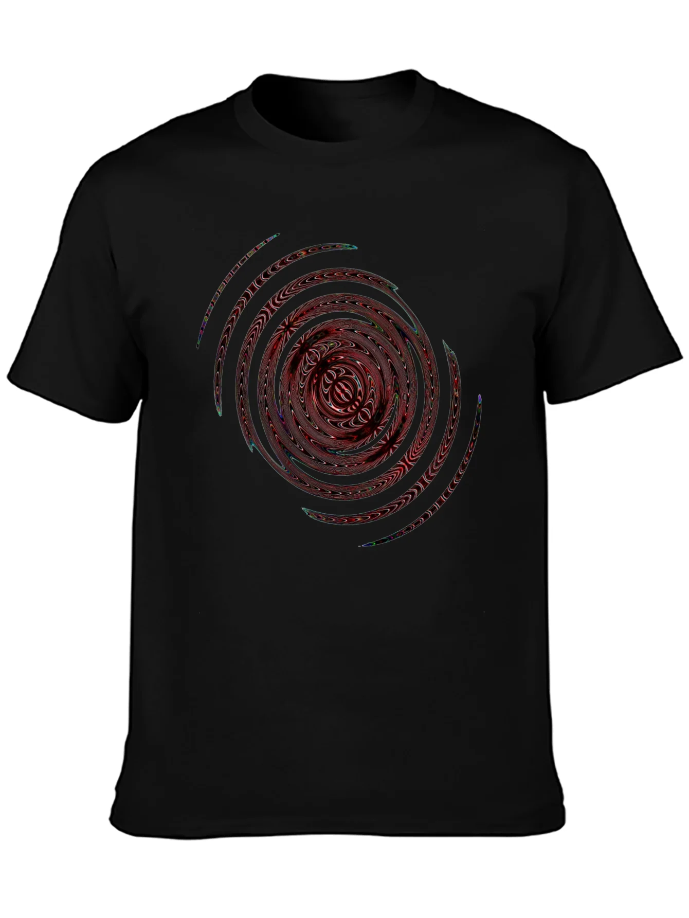 Camiseta Negra con Dise?o Espiral Abstracto