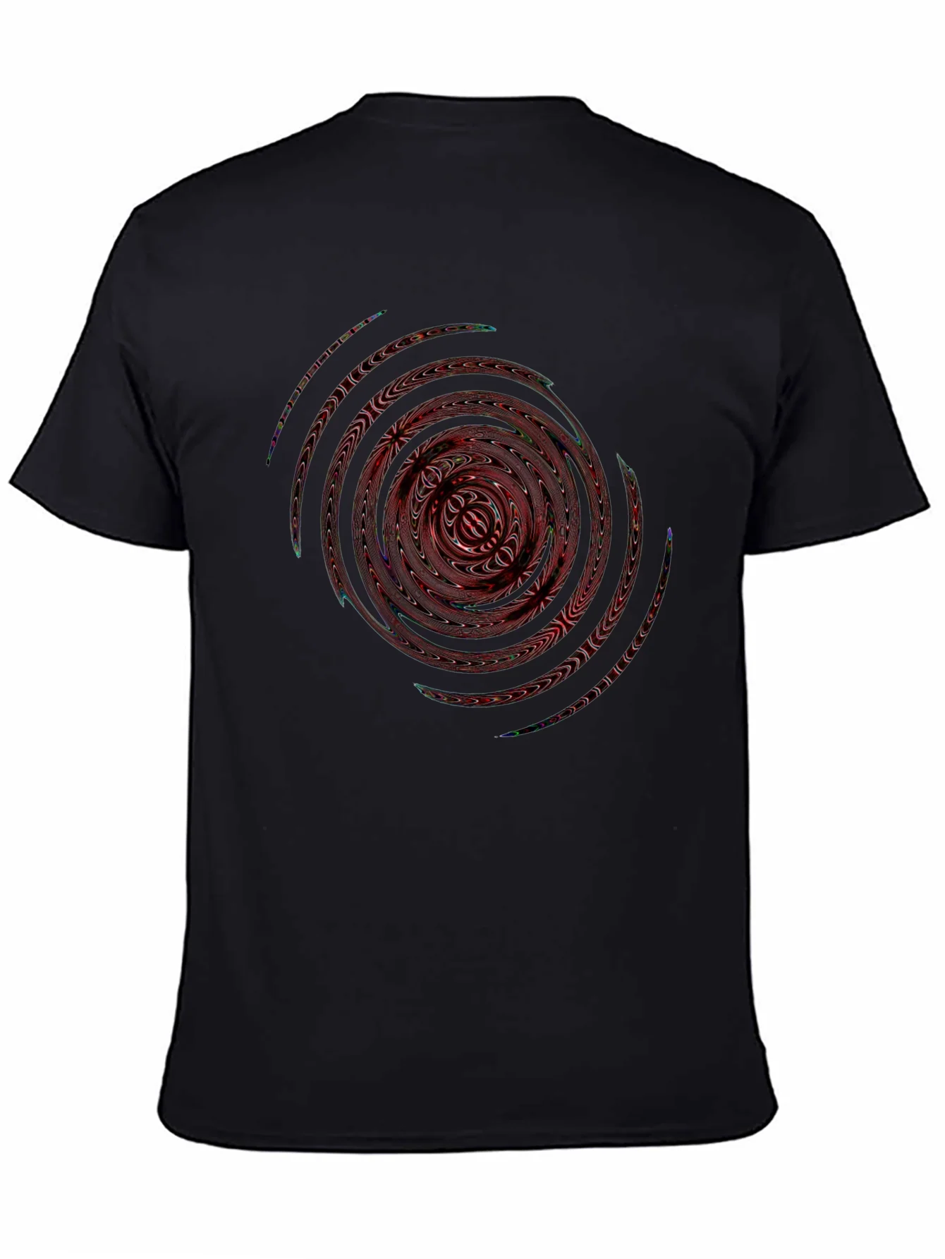 Camiseta Negra con Dise?o Espiral Abstracto