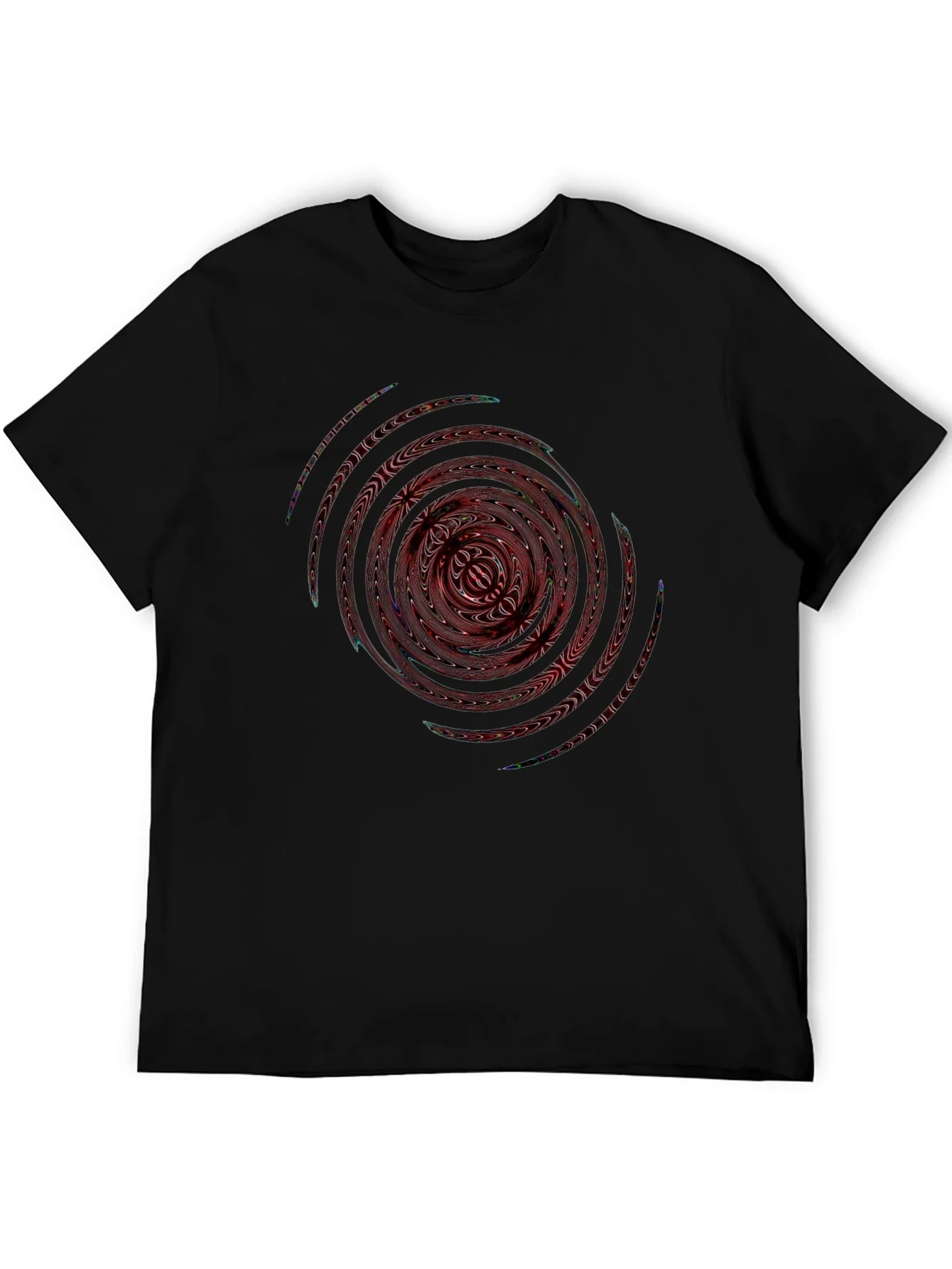 Camiseta Negra con Dise?o Espiral Abstracto