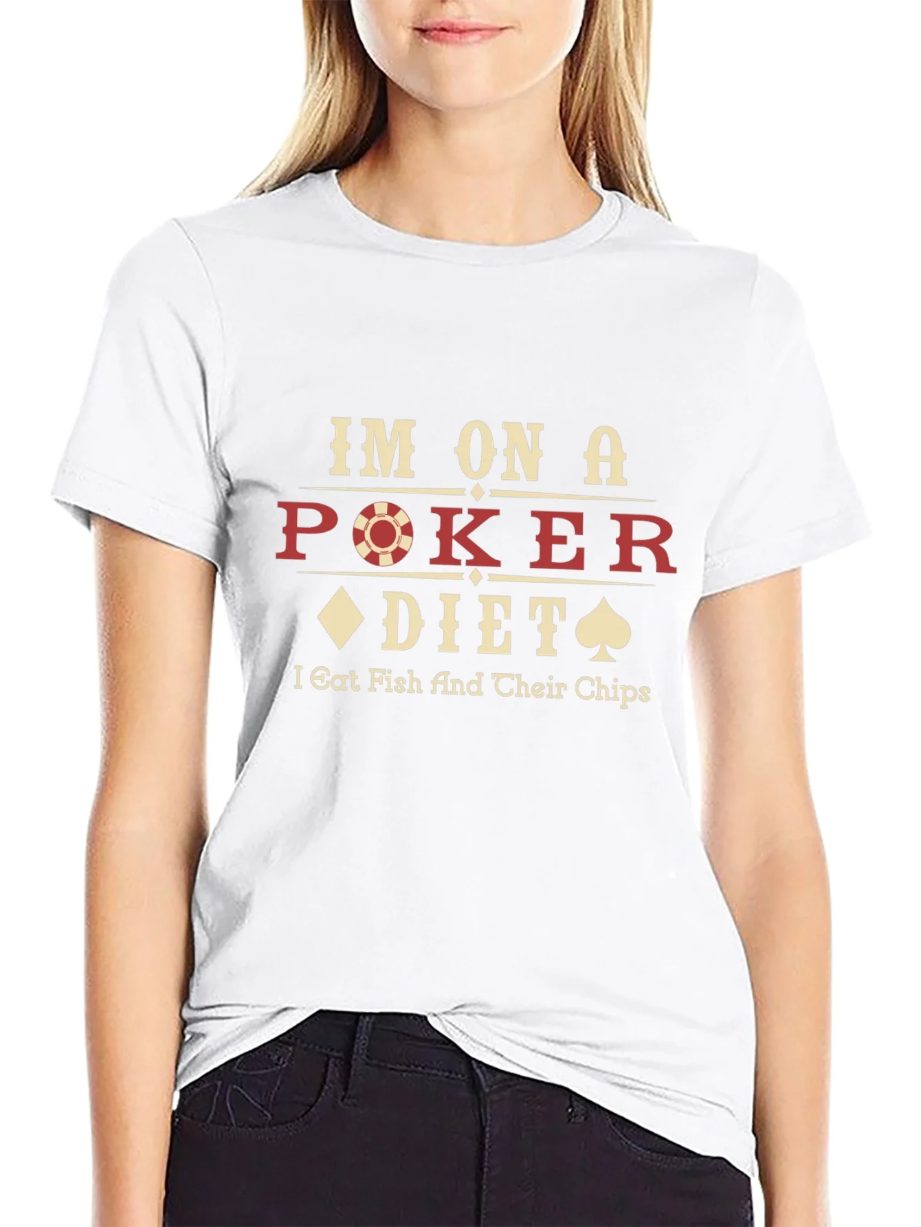 Rebbecca Poker Diet T-Shirt - Eat Fish and Chips