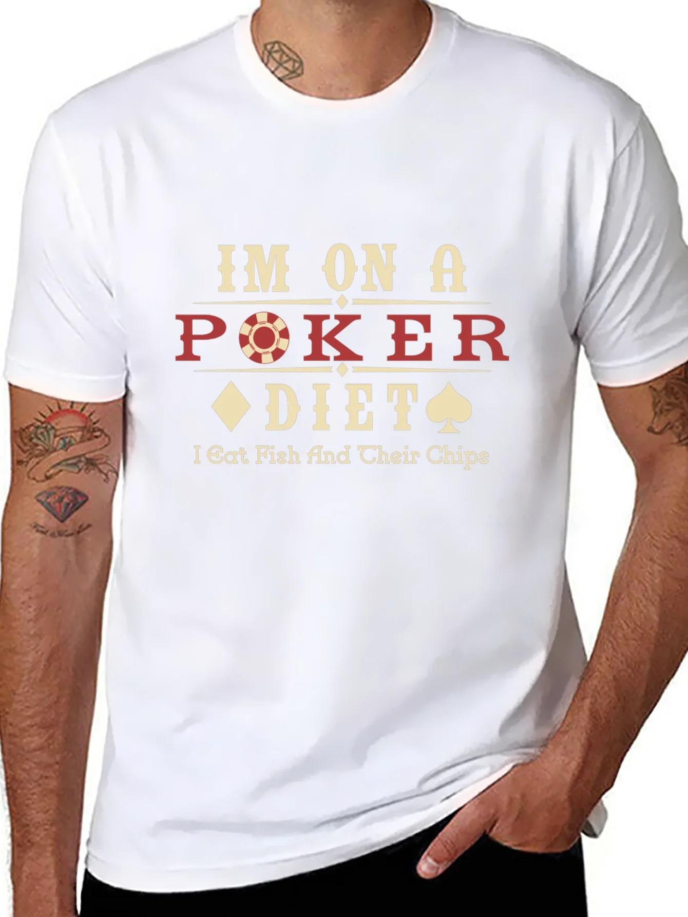 Rebbecca Poker Diet T-Shirt - Eat Fish and Chips