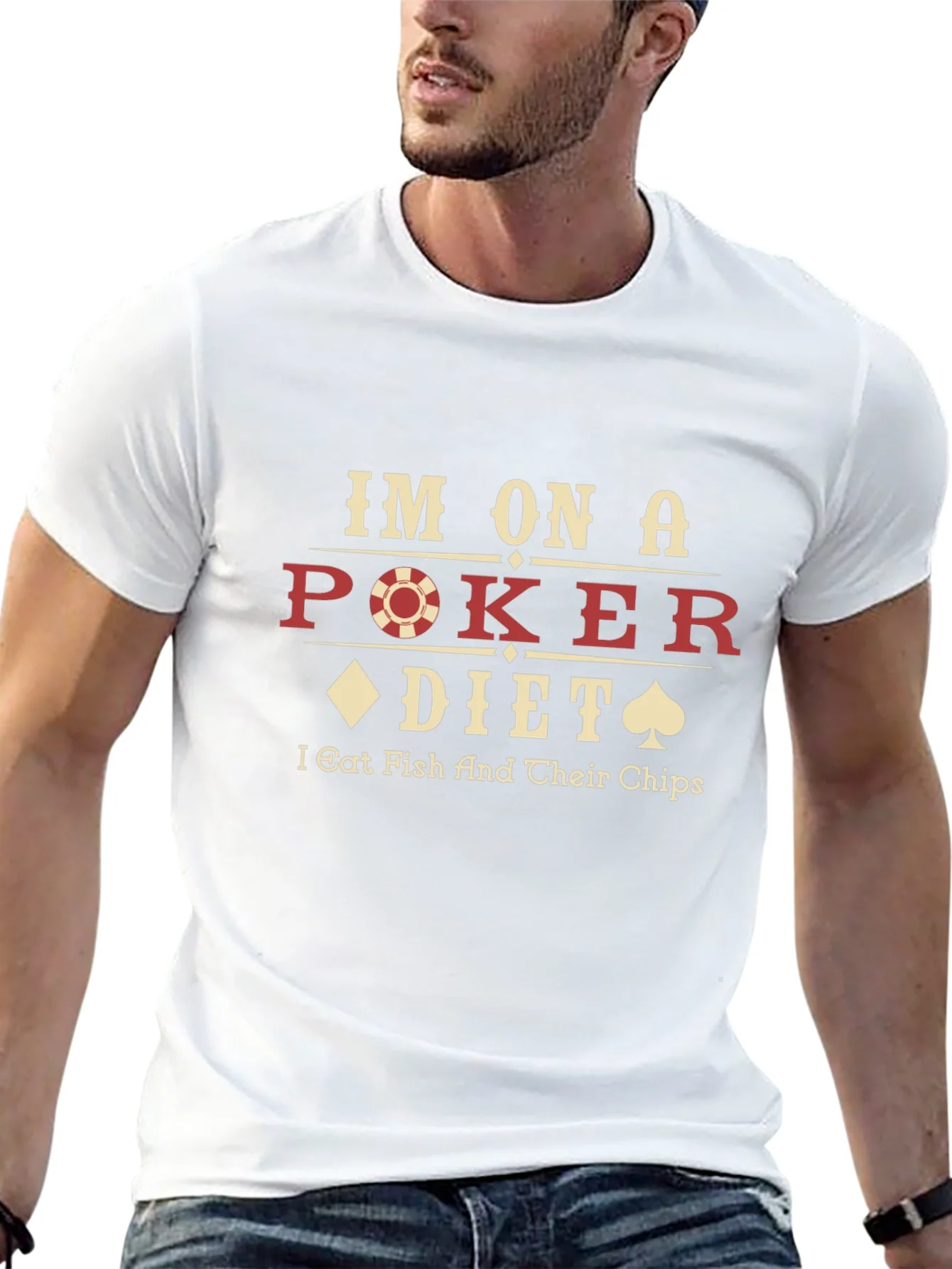 Rebbecca Poker Diet T-Shirt - Eat Fish and Chips