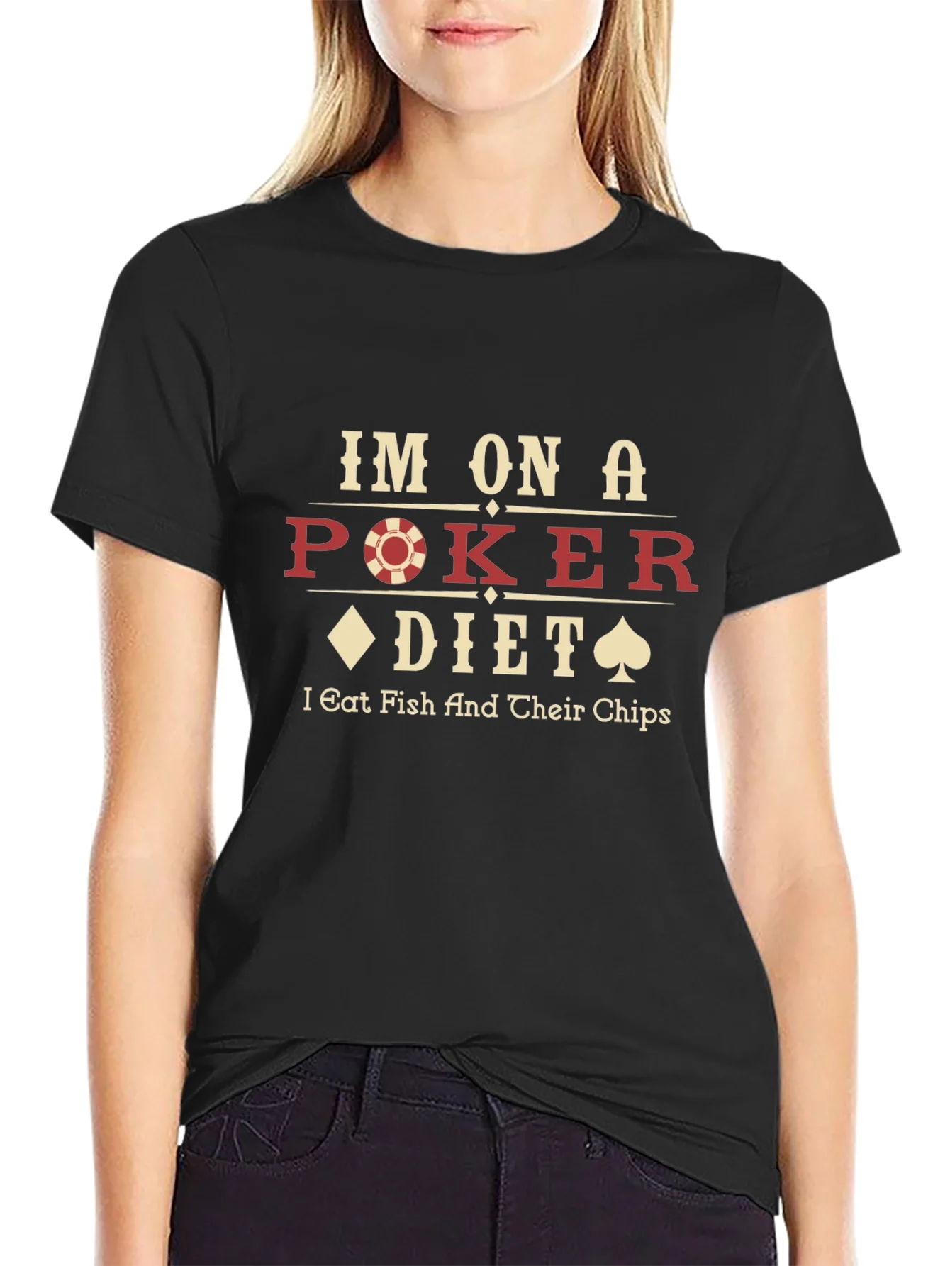 Rebbecca Poker Diet T-Shirt - Eat Fish and Chips