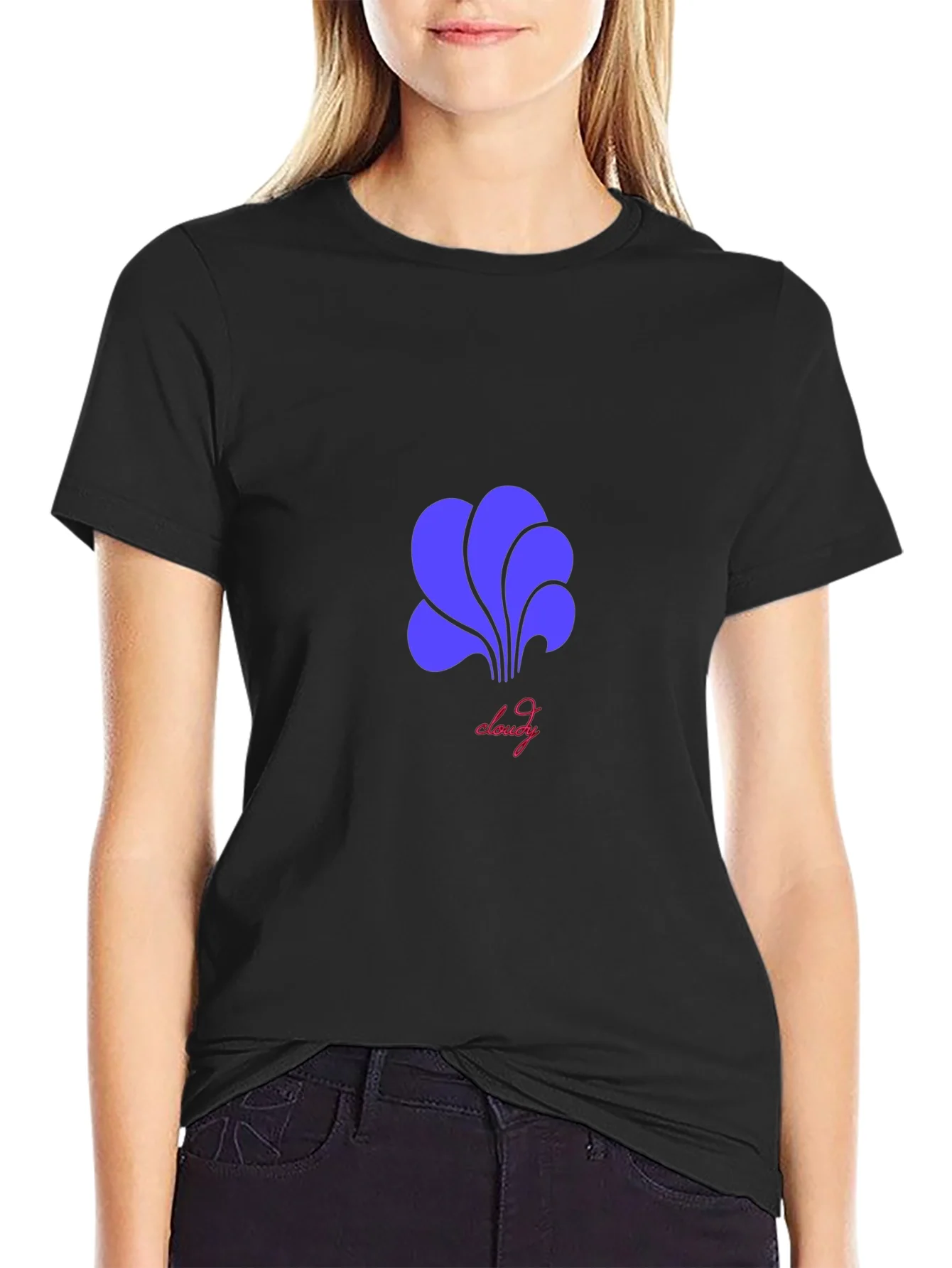 Camiseta Negra con Dise?o Abstracto Cloudy