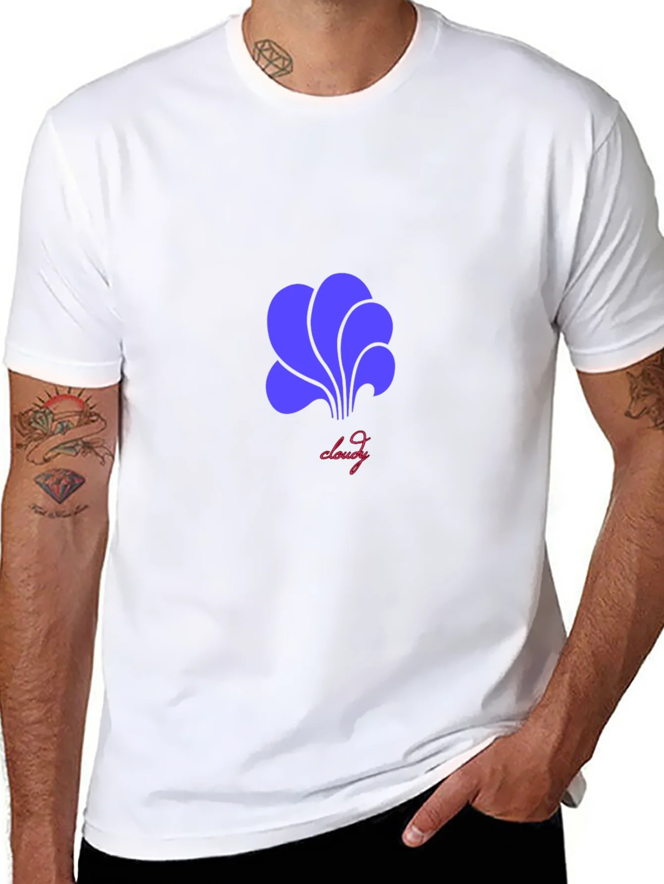 Camiseta Negra con Dise?o Abstracto Cloudy