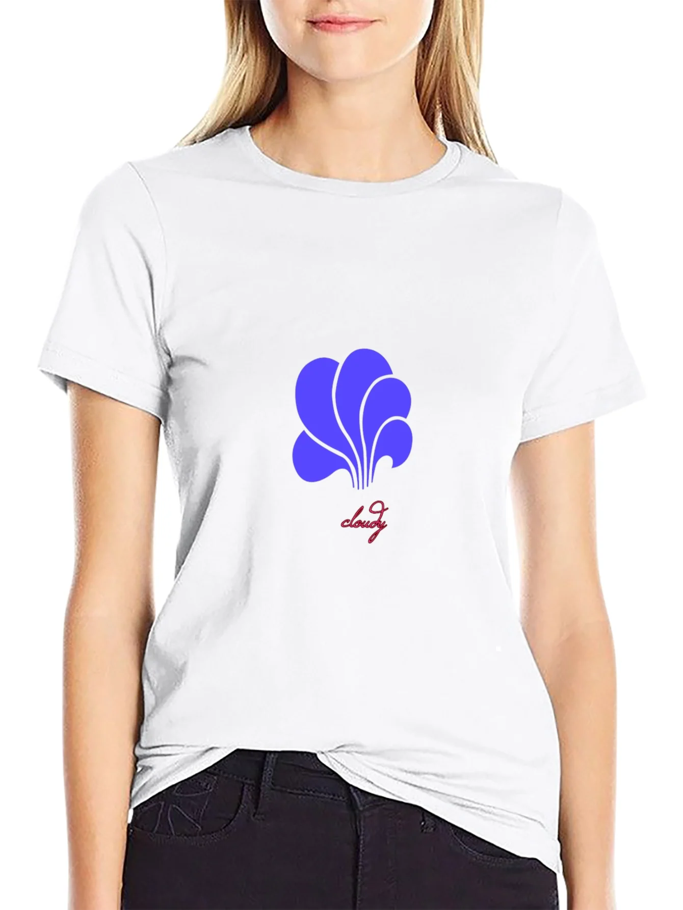 Camiseta Negra con Dise?o Abstracto Cloudy