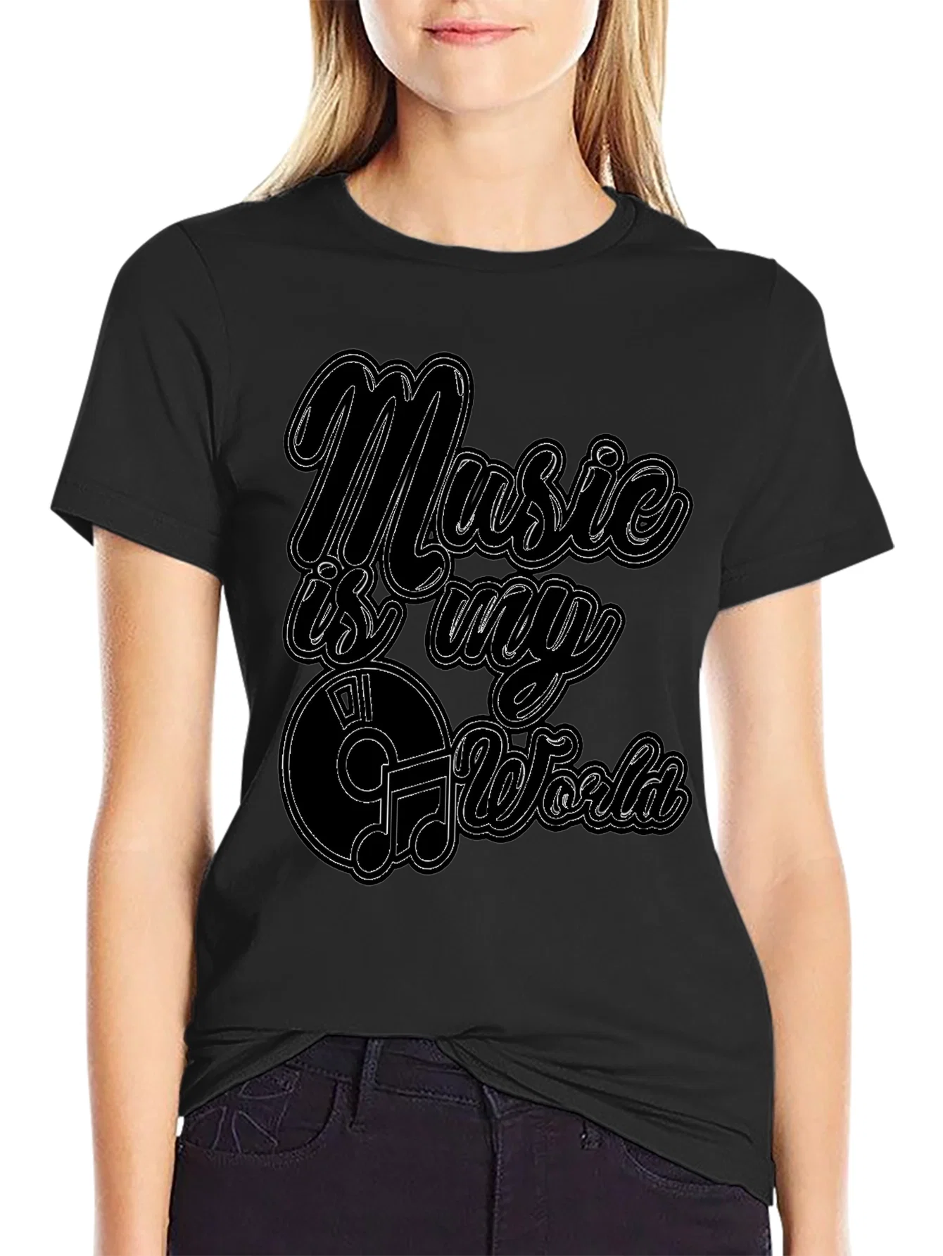Rebbecca Music Is My World Graphic Black T-Shirt