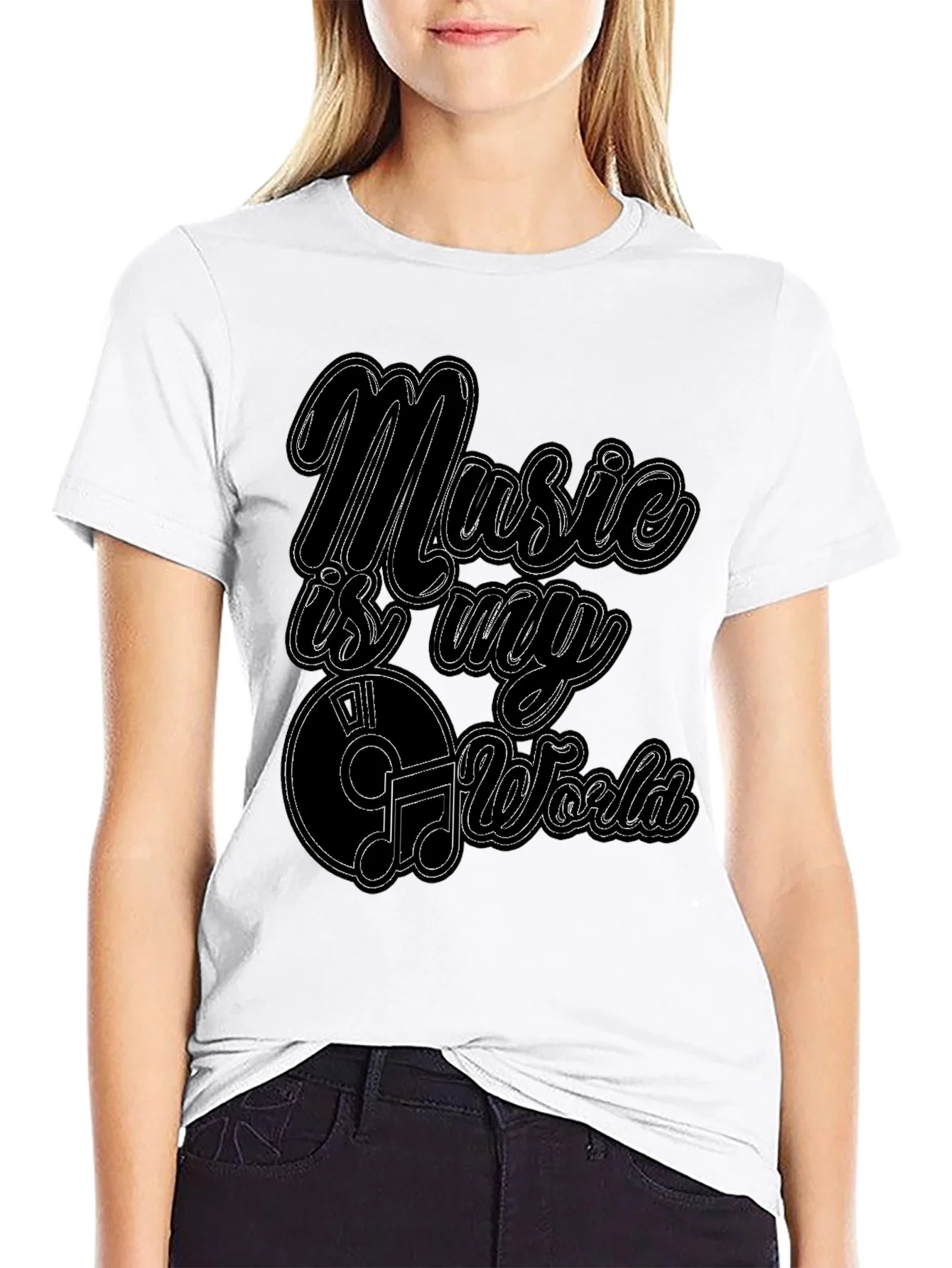 Rebbecca Music Is My World Graphic Black T-Shirt