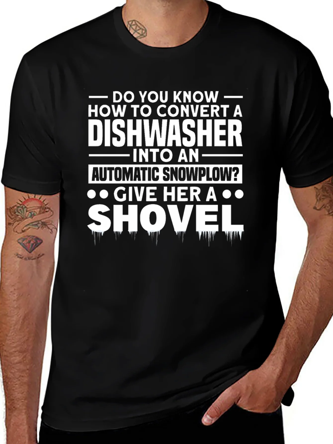 Camiseta Negra con Humor: Lavavajillas a Quitanieves