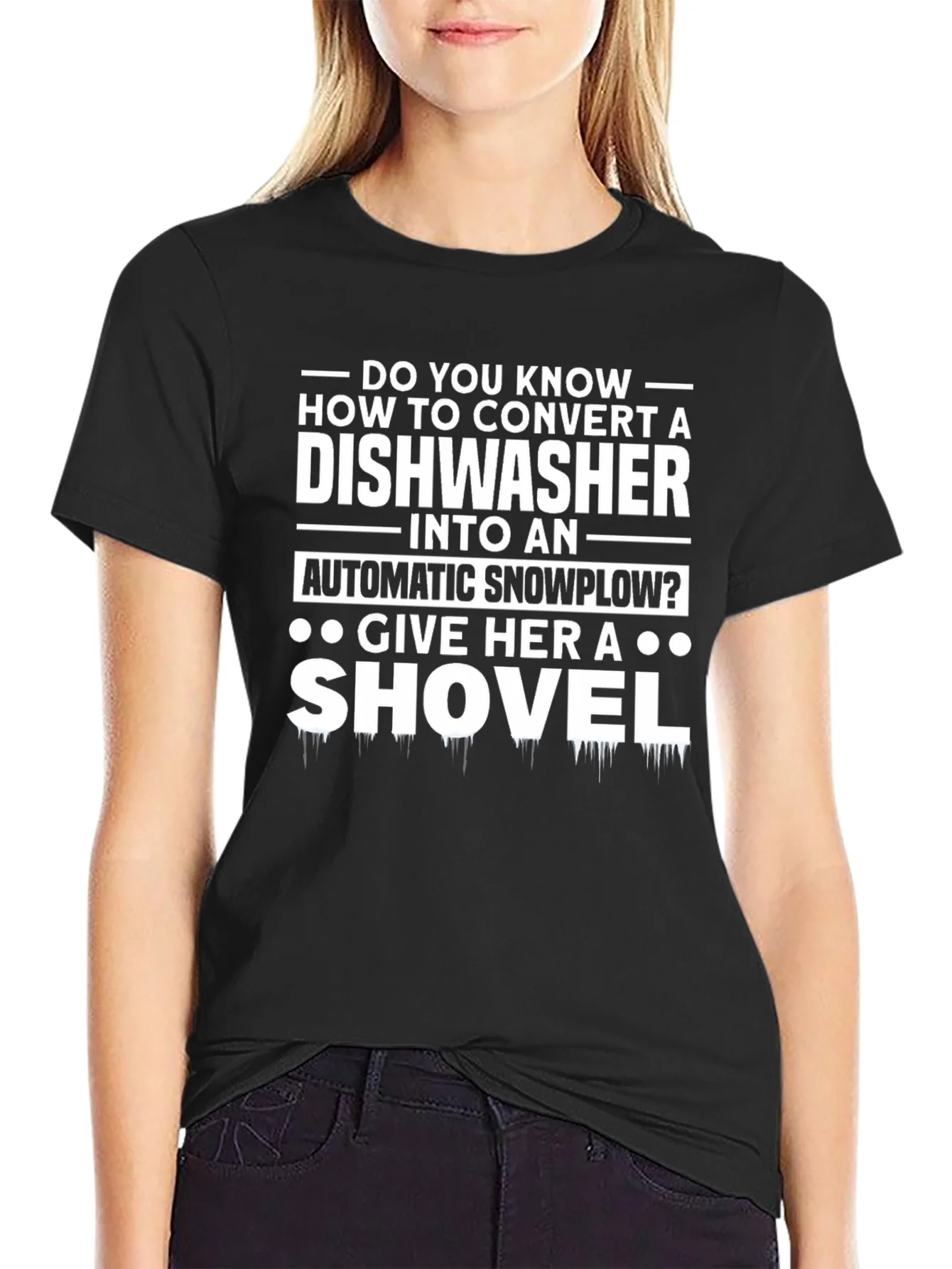 Camiseta Negra con Humor: Lavavajillas a Quitanieves