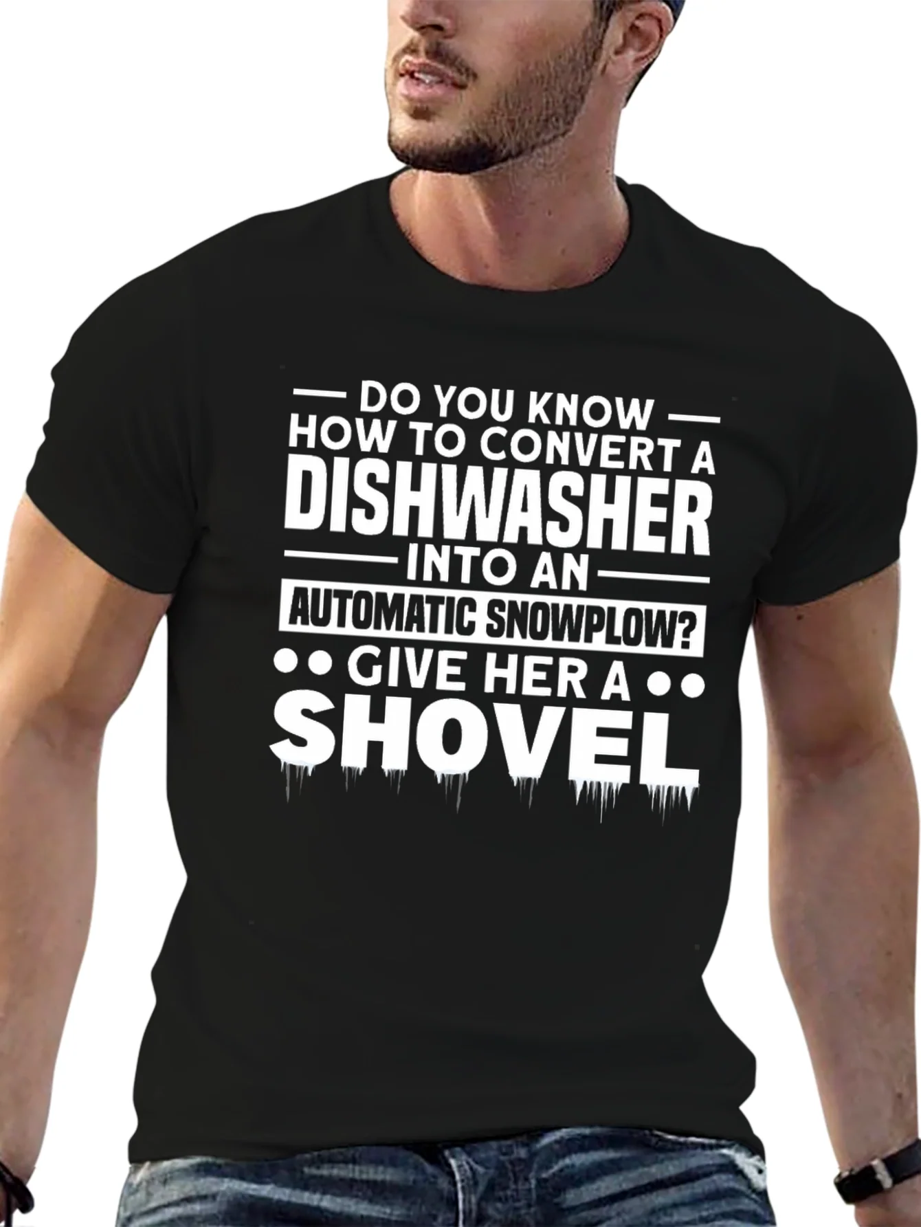 Camiseta Negra con Humor: Lavavajillas a Quitanieves