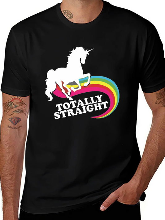 Rebbecca Totally Straight Unicorn T-Shirt Funny Rainbow Novelty Tee