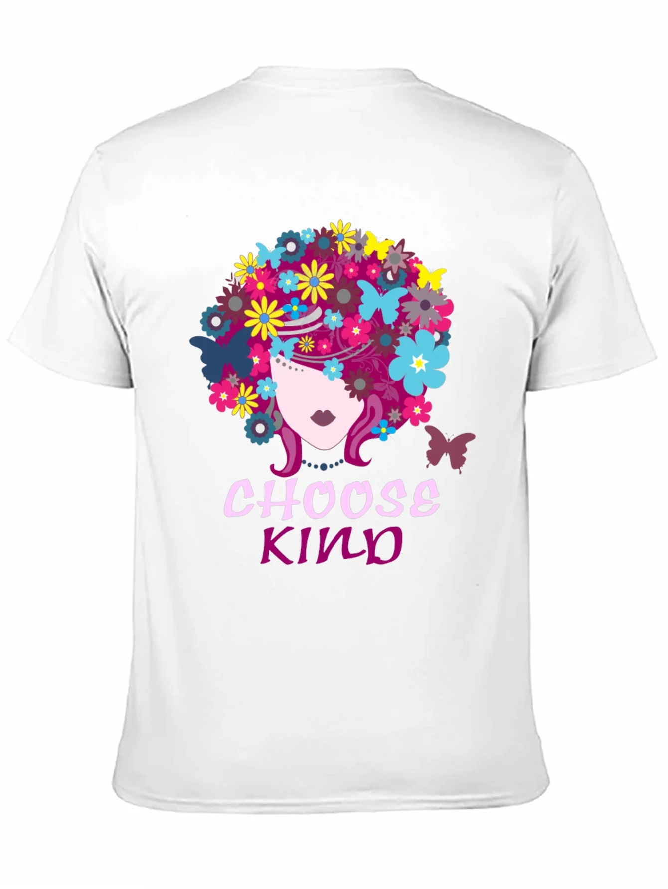 Camiseta Negra Choose Kind con Flores y Mariposas