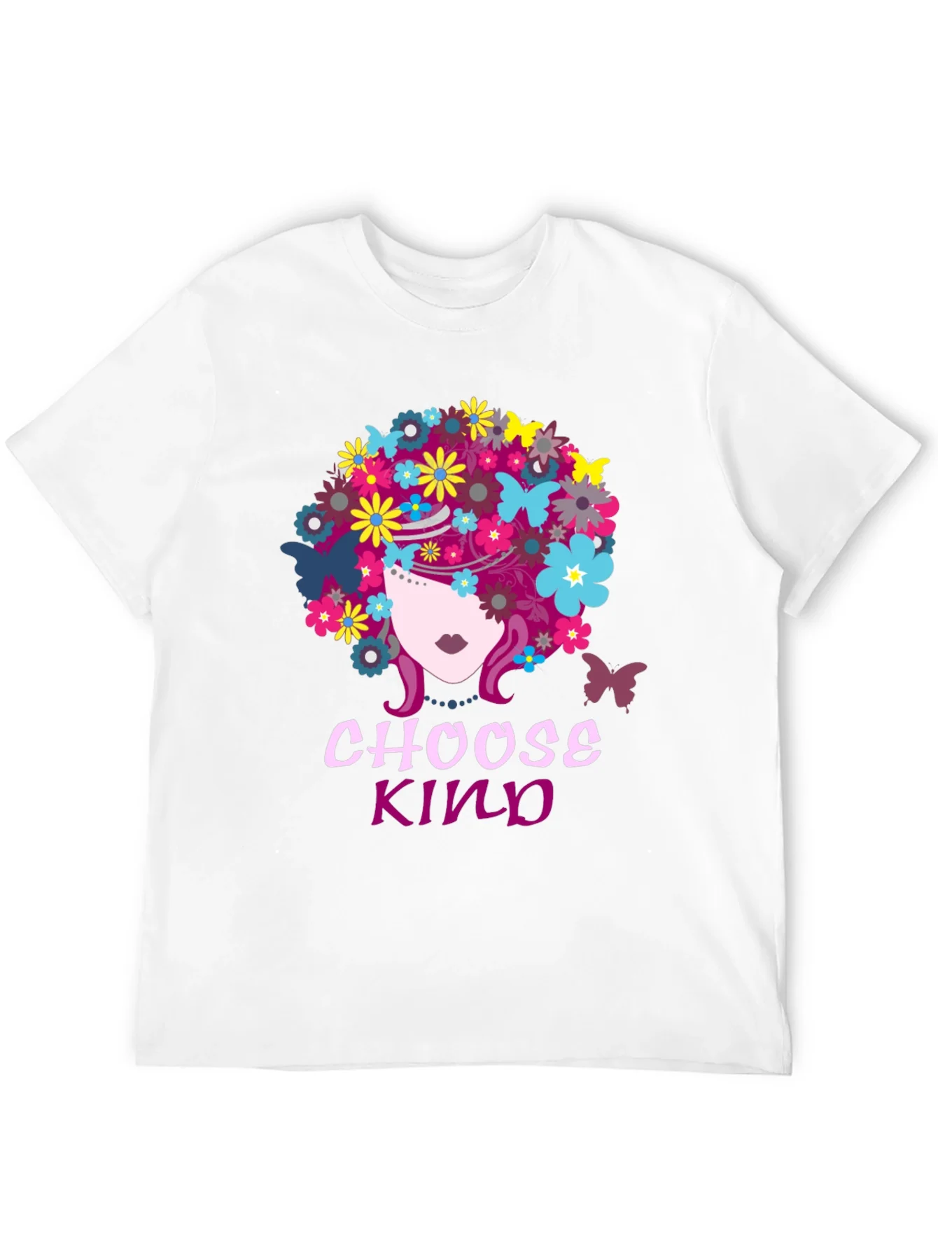 Camiseta Negra Choose Kind con Flores y Mariposas