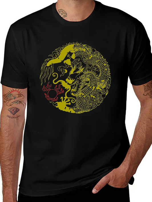 Rebbecca Yin Yang Dragon Graphic T-Shirt - Stylish Black Tee