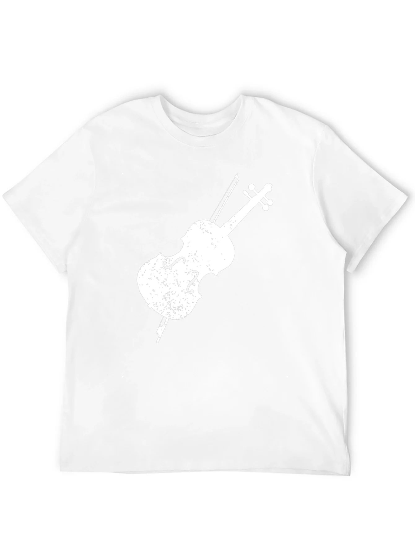 Camiseta Negra con Dise?o de Violonchelo Blanco