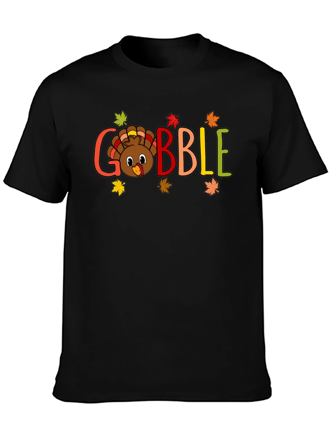 Camiseta Negra Gobble Festiva de Acci¨®n de Gracias