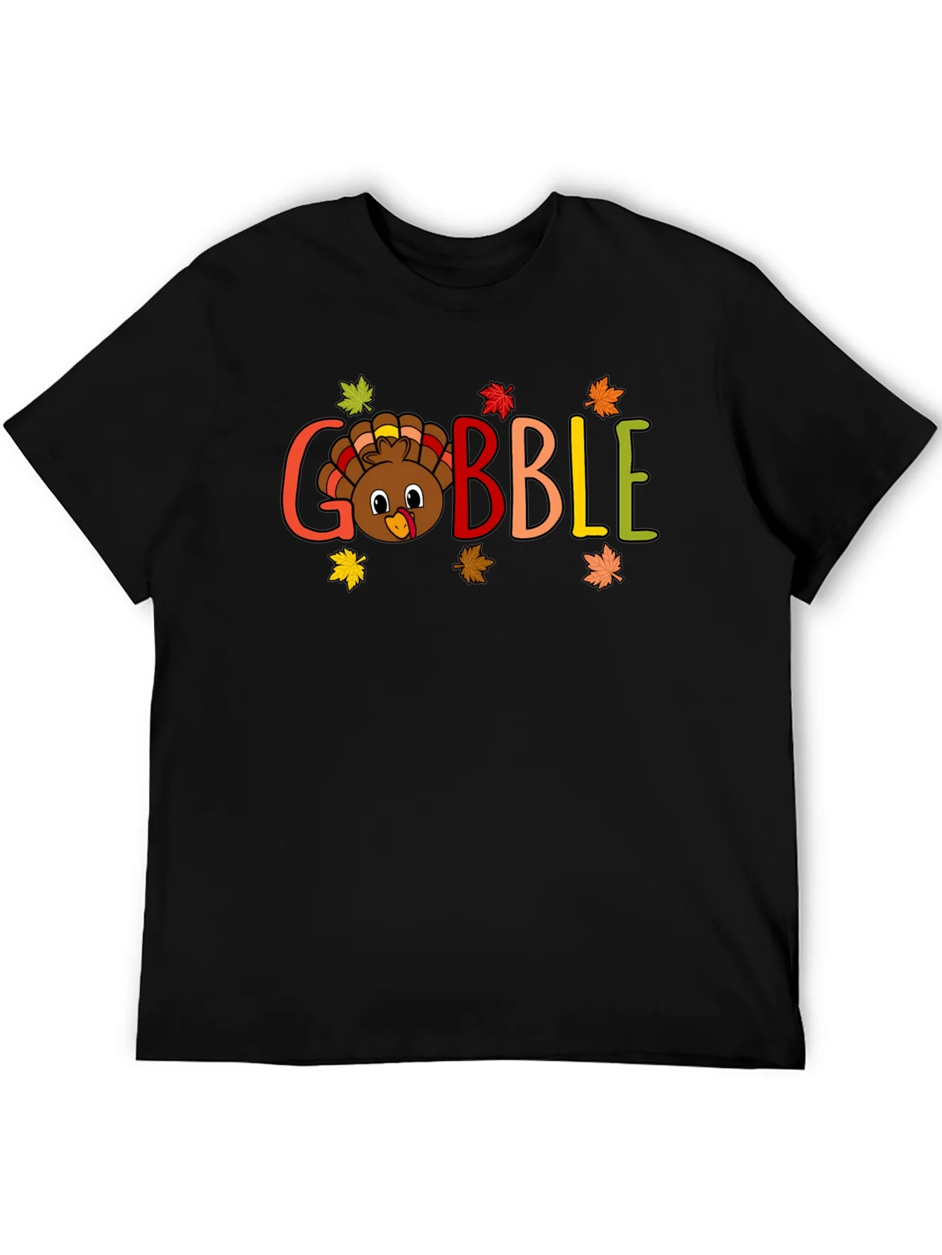 Camiseta Negra Gobble Festiva de Acci¨®n de Gracias
