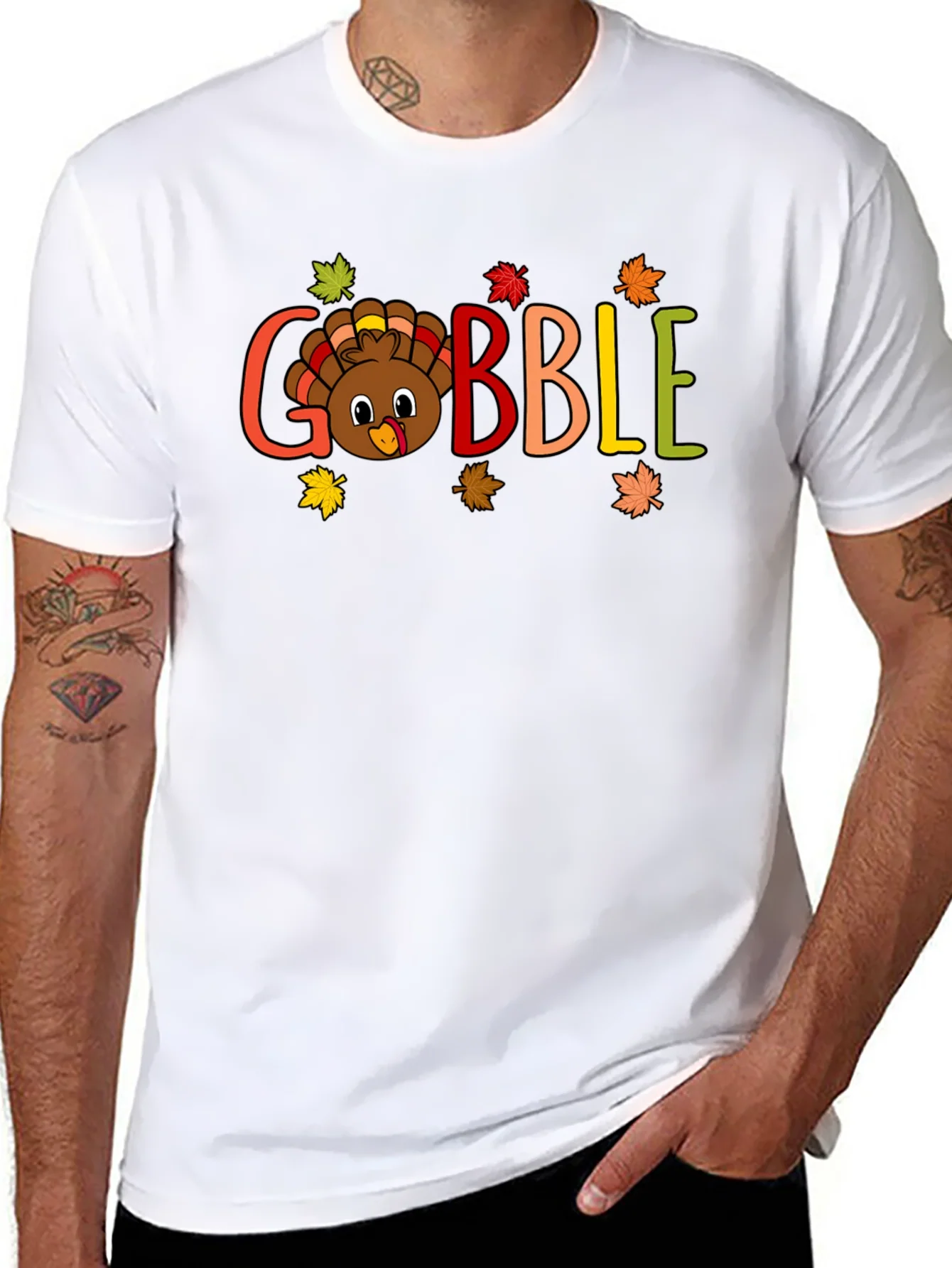 Camiseta Negra Gobble Festiva de Acci¨®n de Gracias
