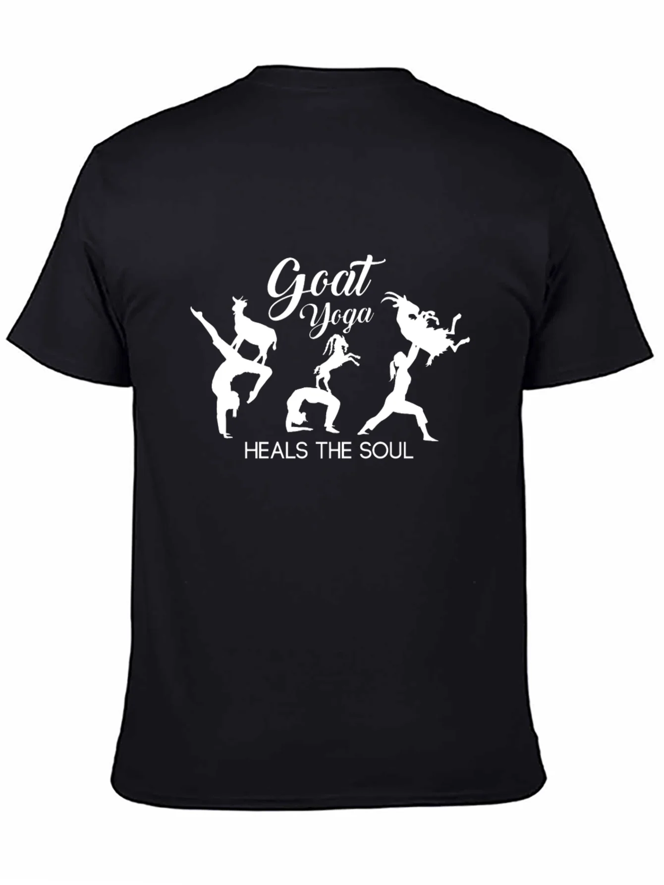 Camiseta Negra con Dise?o de Yoga de Cabras