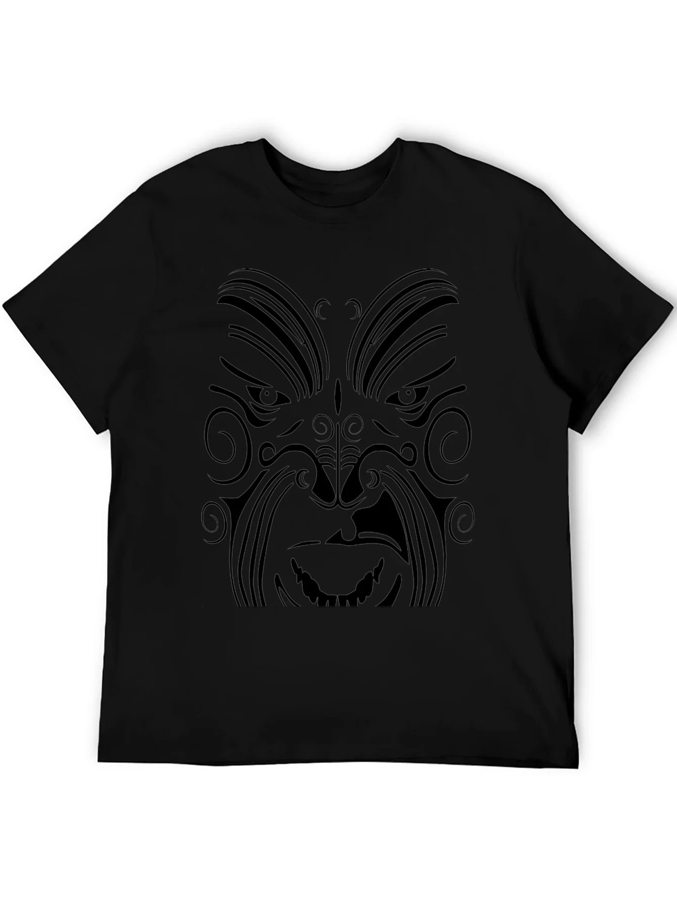 Camiseta Negra con Dise?o Tribal Aut¨¦ntico