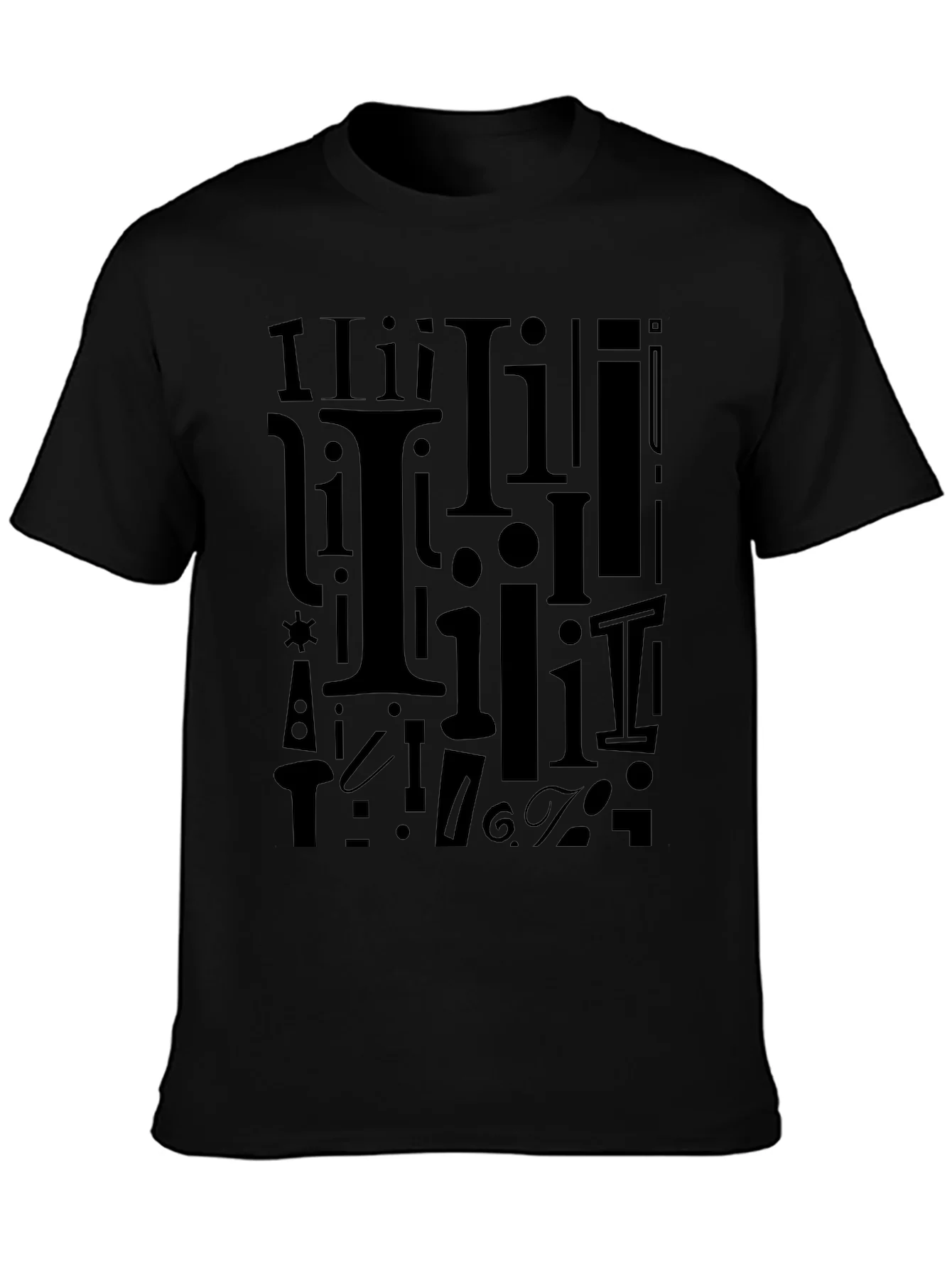 Rebbecca I Pattern Black Crew Neck T-Shirt