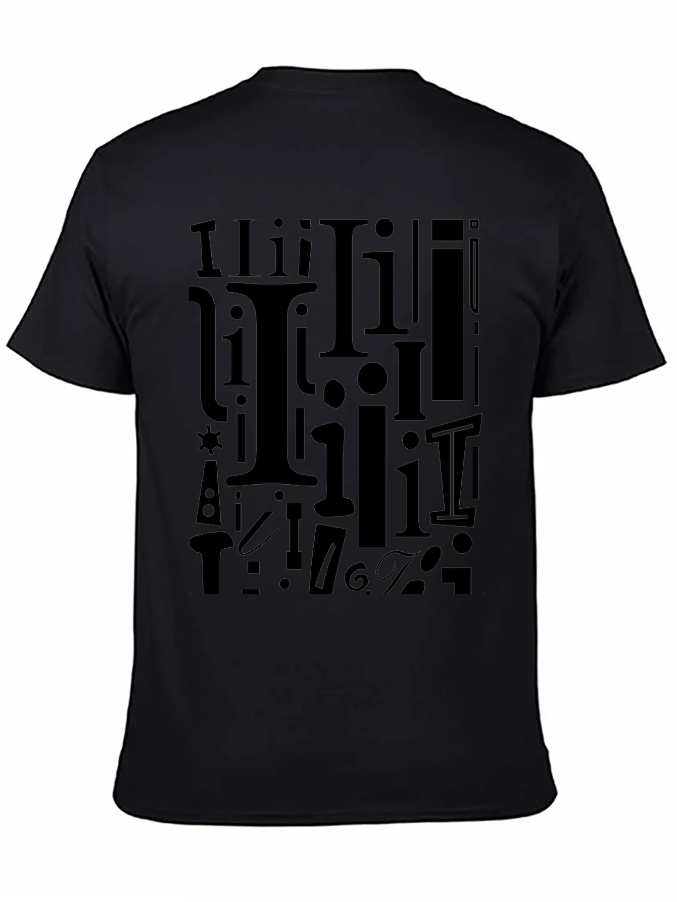 Rebbecca I Pattern Black Crew Neck T-Shirt